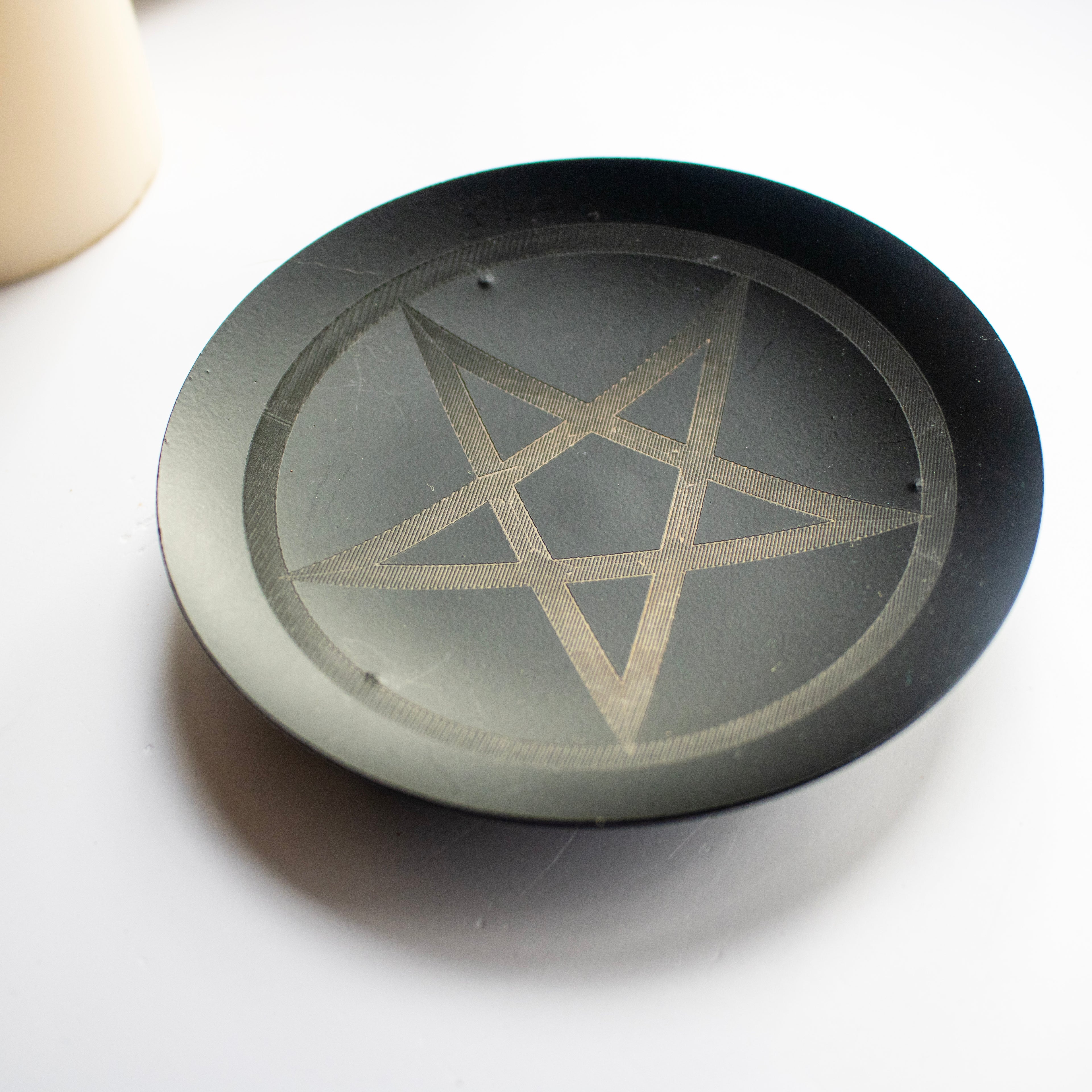 Black Iron Pentagram Pillar Candle Holder