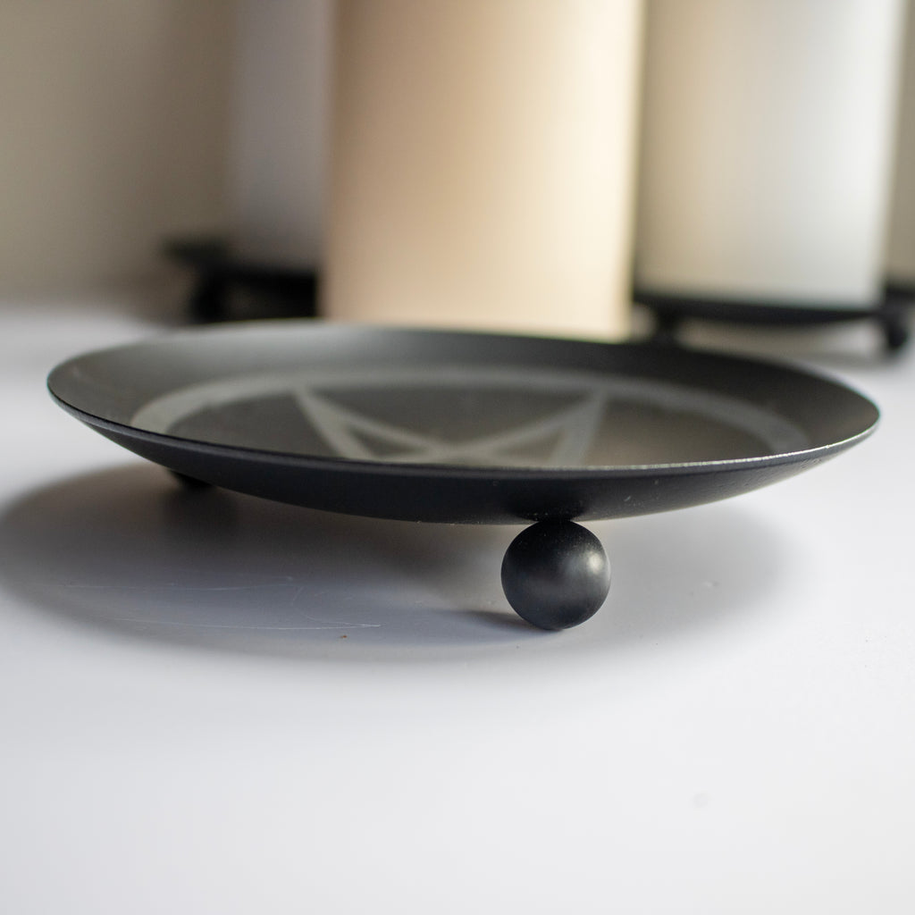 Black Iron Pentagram Pillar Candle Holder