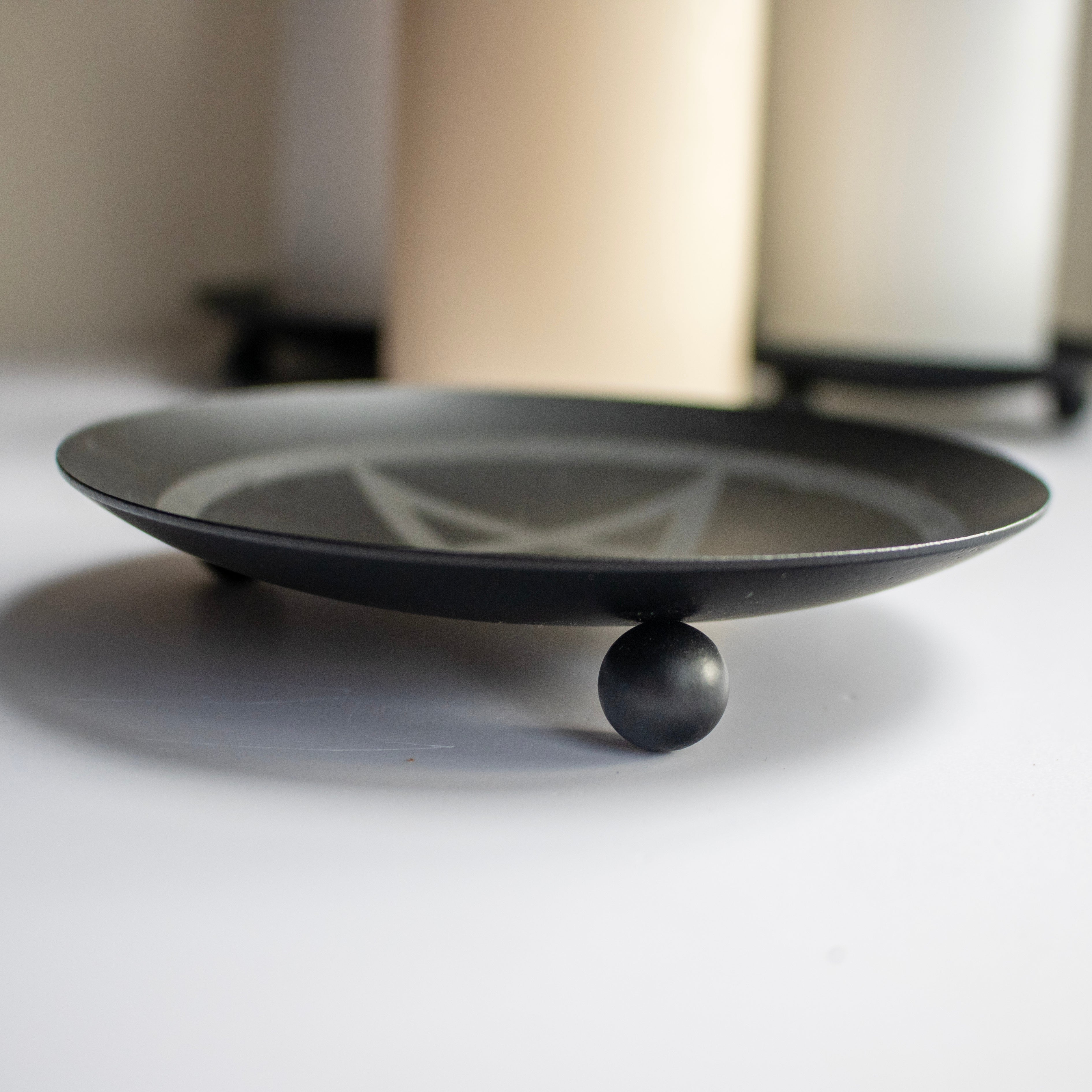 Black Iron Pentagram Pillar Candle Holder