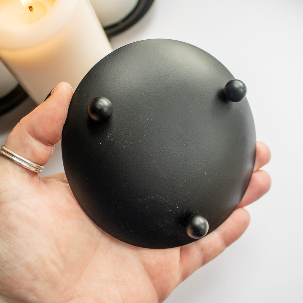 Black Iron Pentagram Pillar Candle Holder