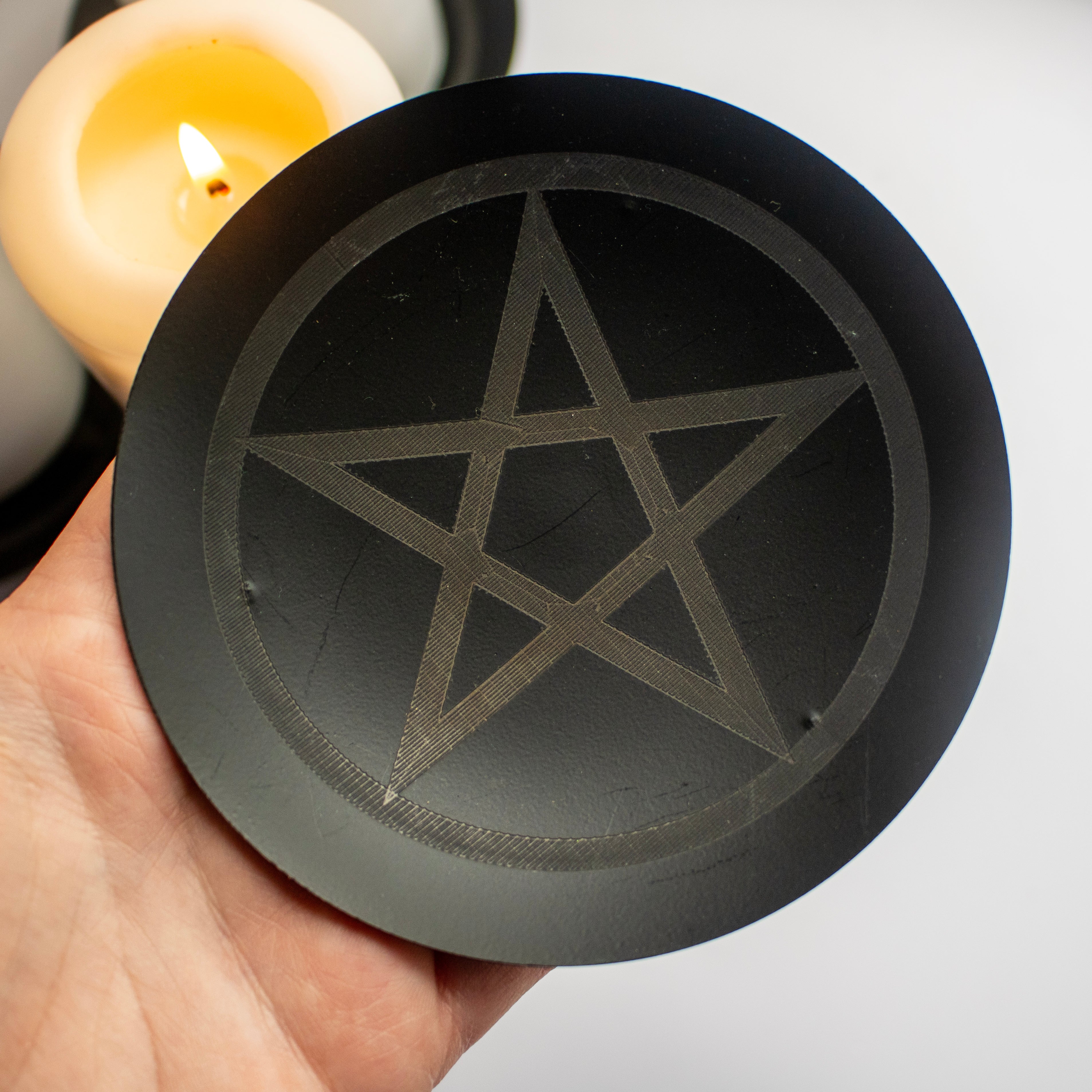 Black Iron Pentagram Pillar Candle Holder