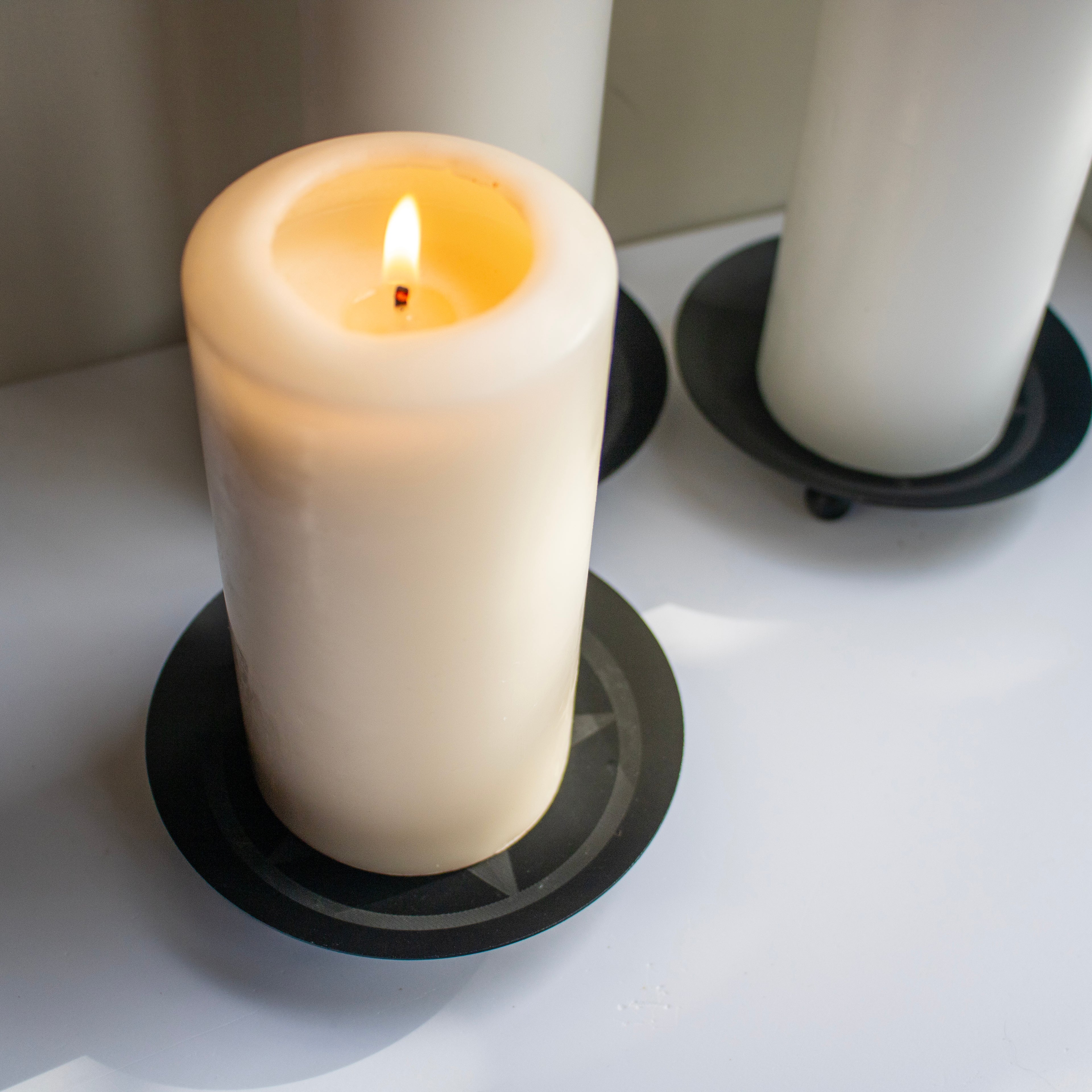 Black Iron Pentagram Pillar Candle Holder