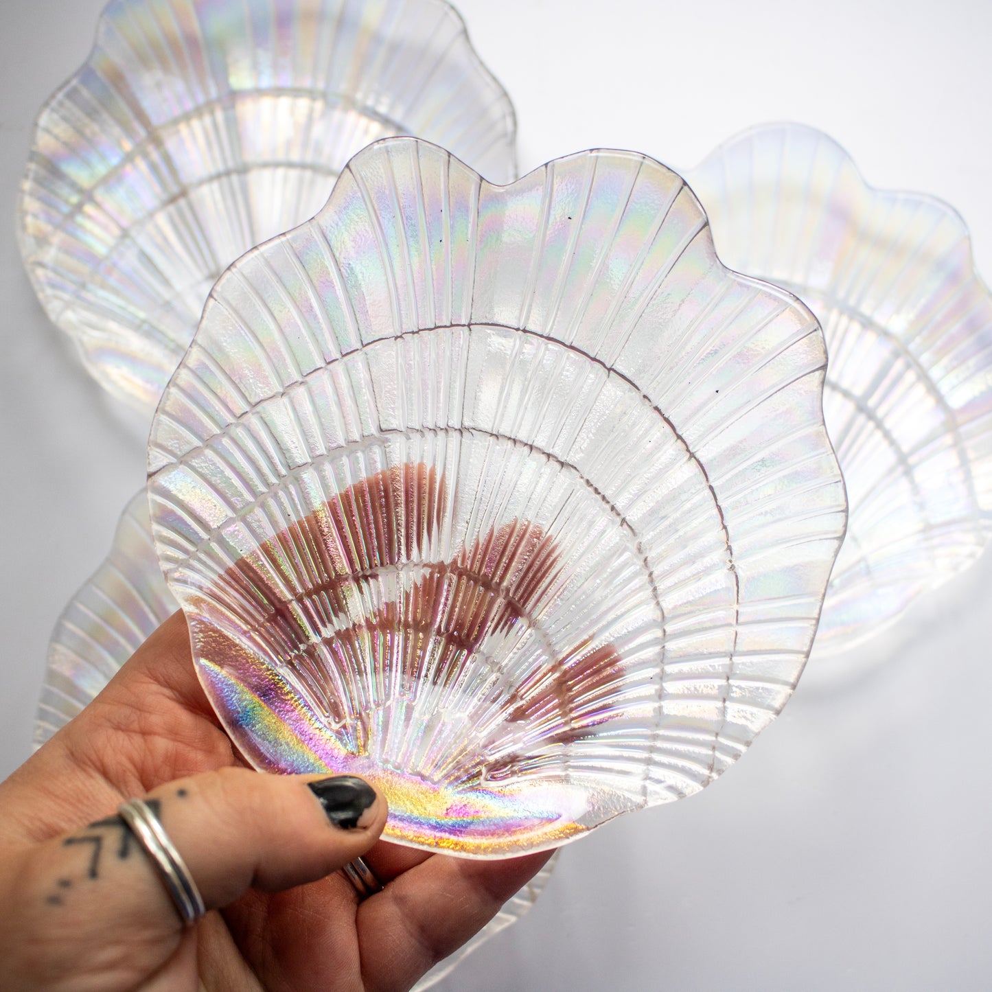 Iridescent Glass Scallop Shell Dish