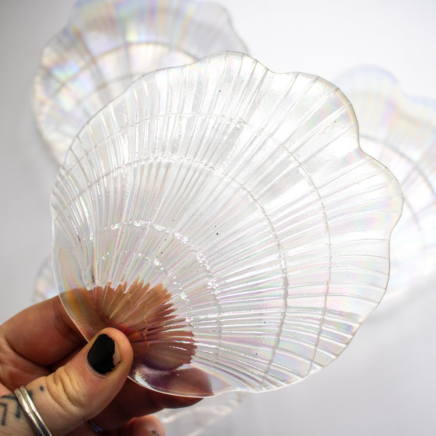 Iridescent Glass Scallop Shell Dish