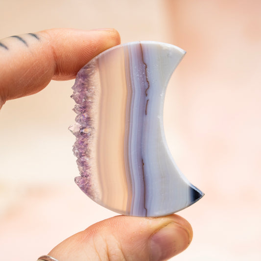 Amethyst & Agate Druzy Crescent Moon