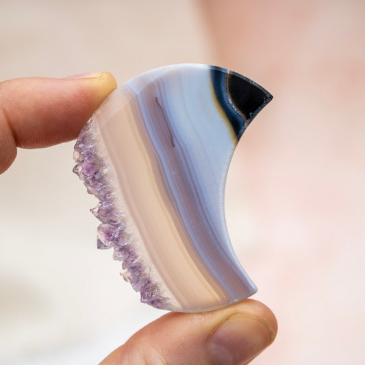 Amethyst & Agate Druzy Crescent Moon