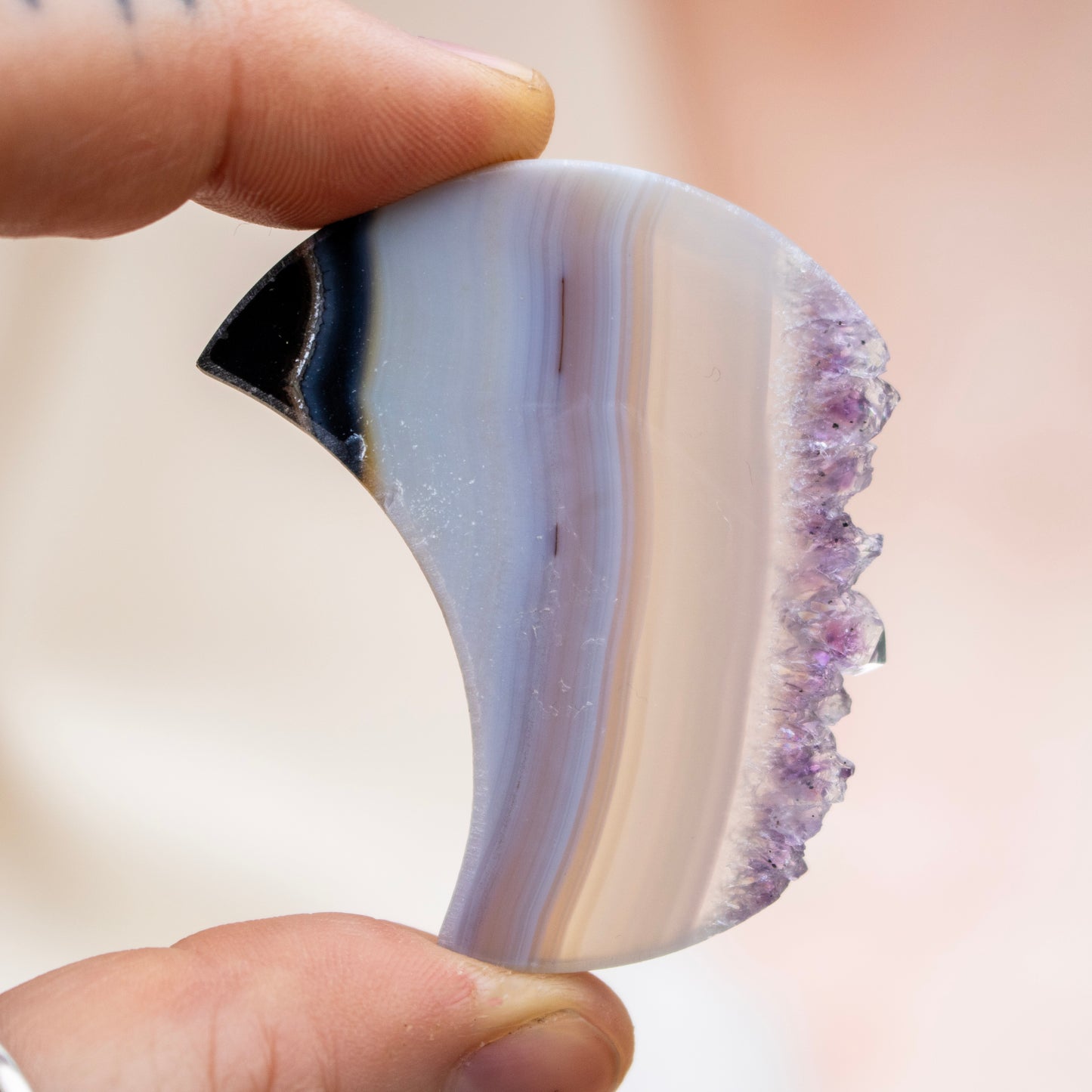 Amethyst & Agate Druzy Crescent Moon
