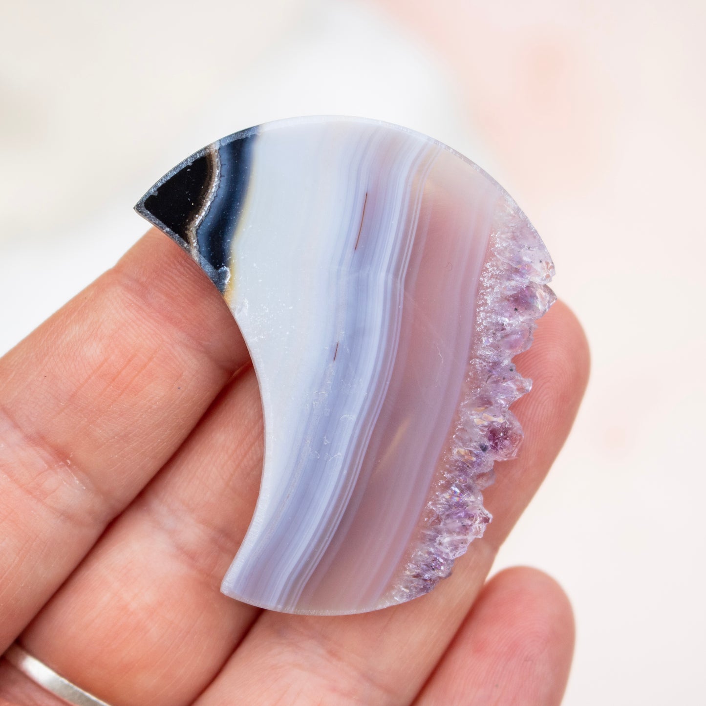 Amethyst & Agate Druzy Crescent Moon