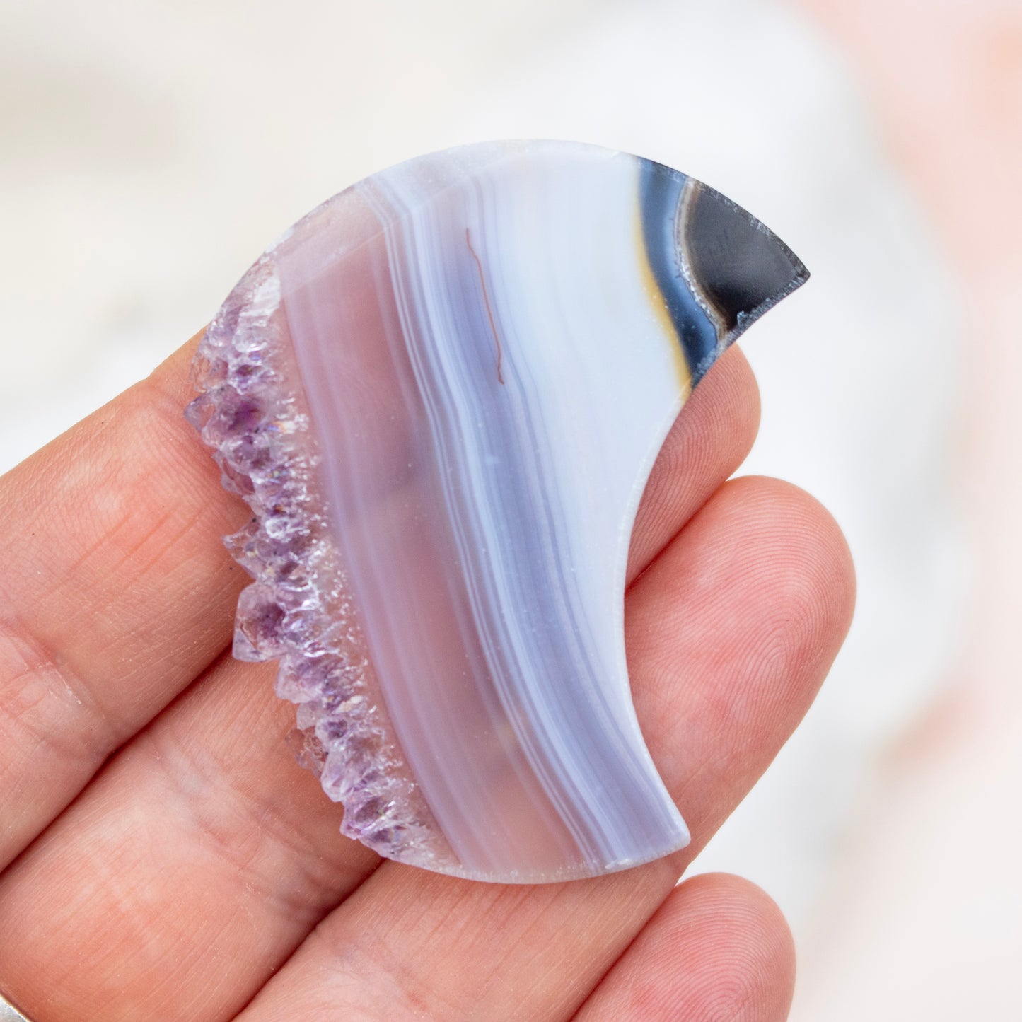 Amethyst & Agate Druzy Crescent Moon