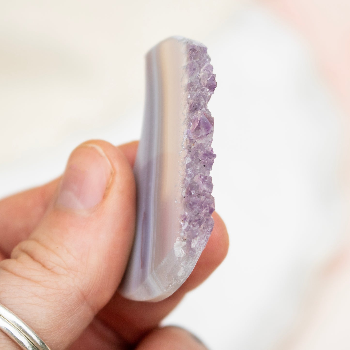 Amethyst & Agate Druzy Crescent Moon