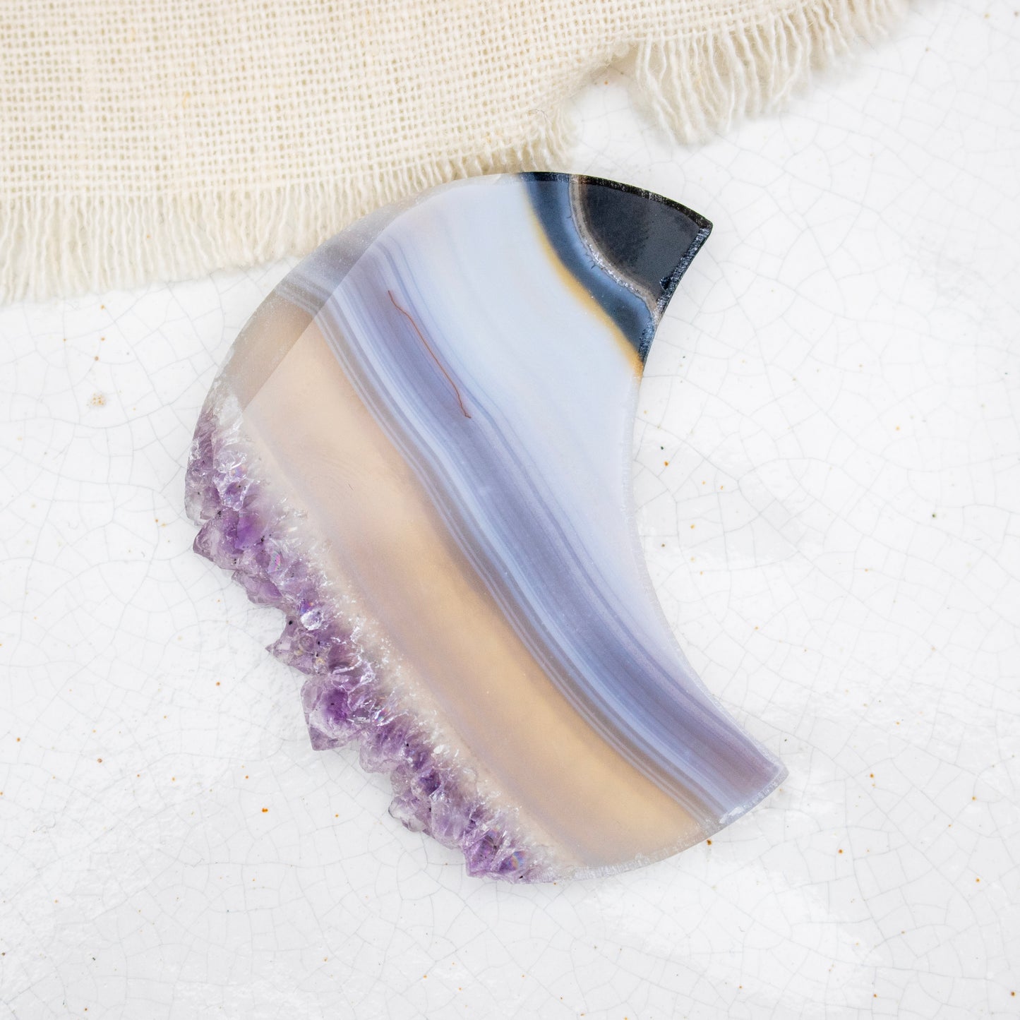 Amethyst & Agate Druzy Crescent Moon