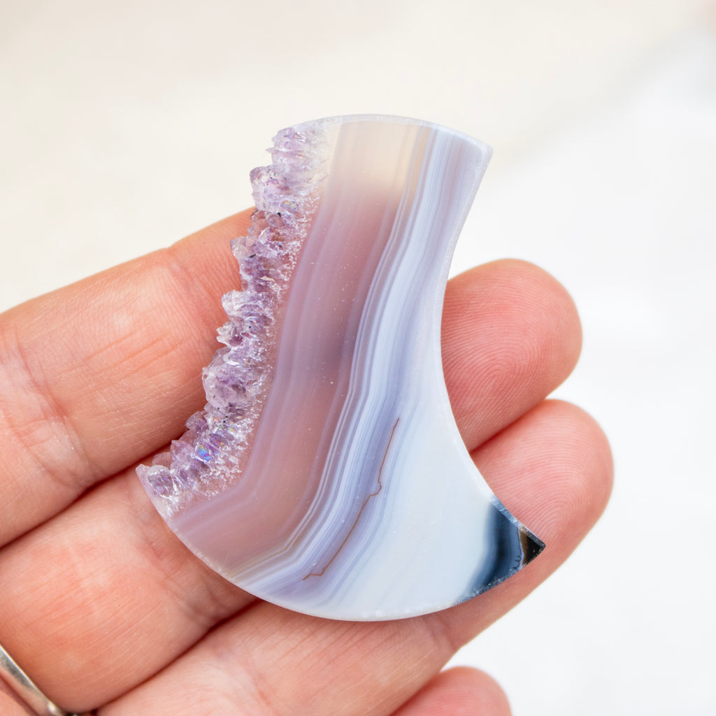 Amethyst & Agate Druzy Crescent Moon