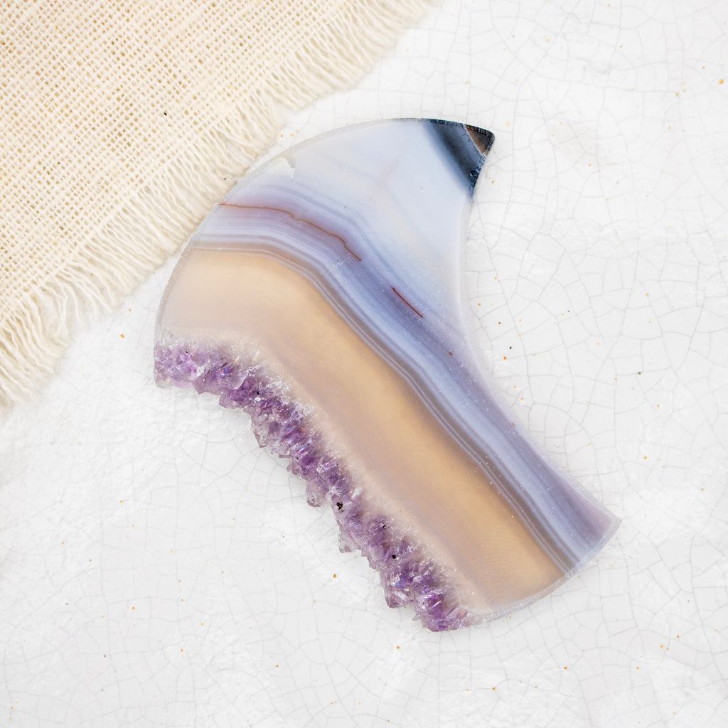 Amethyst & Agate Druzy Crescent Moon