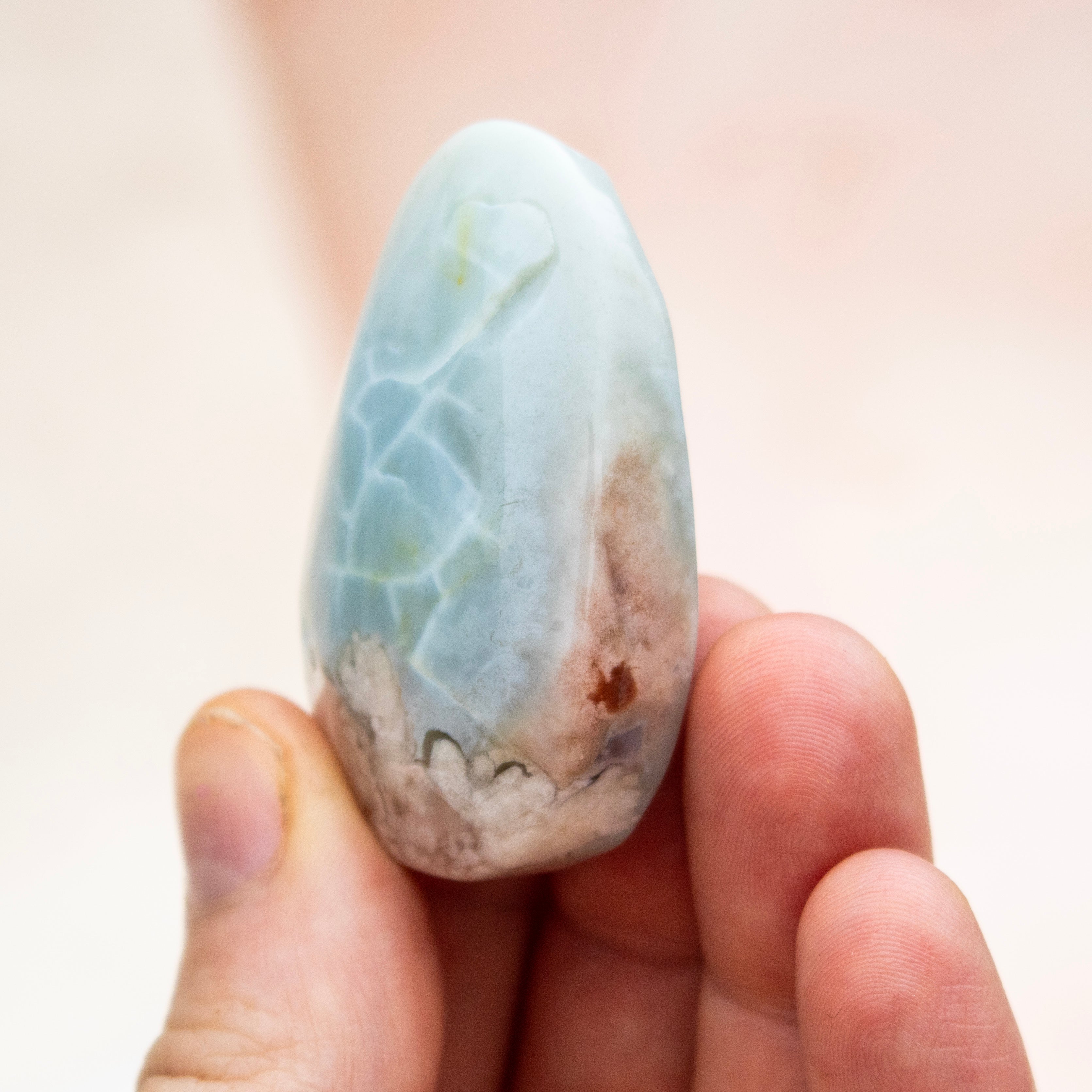 Green Flower Agate Polished Teardrop