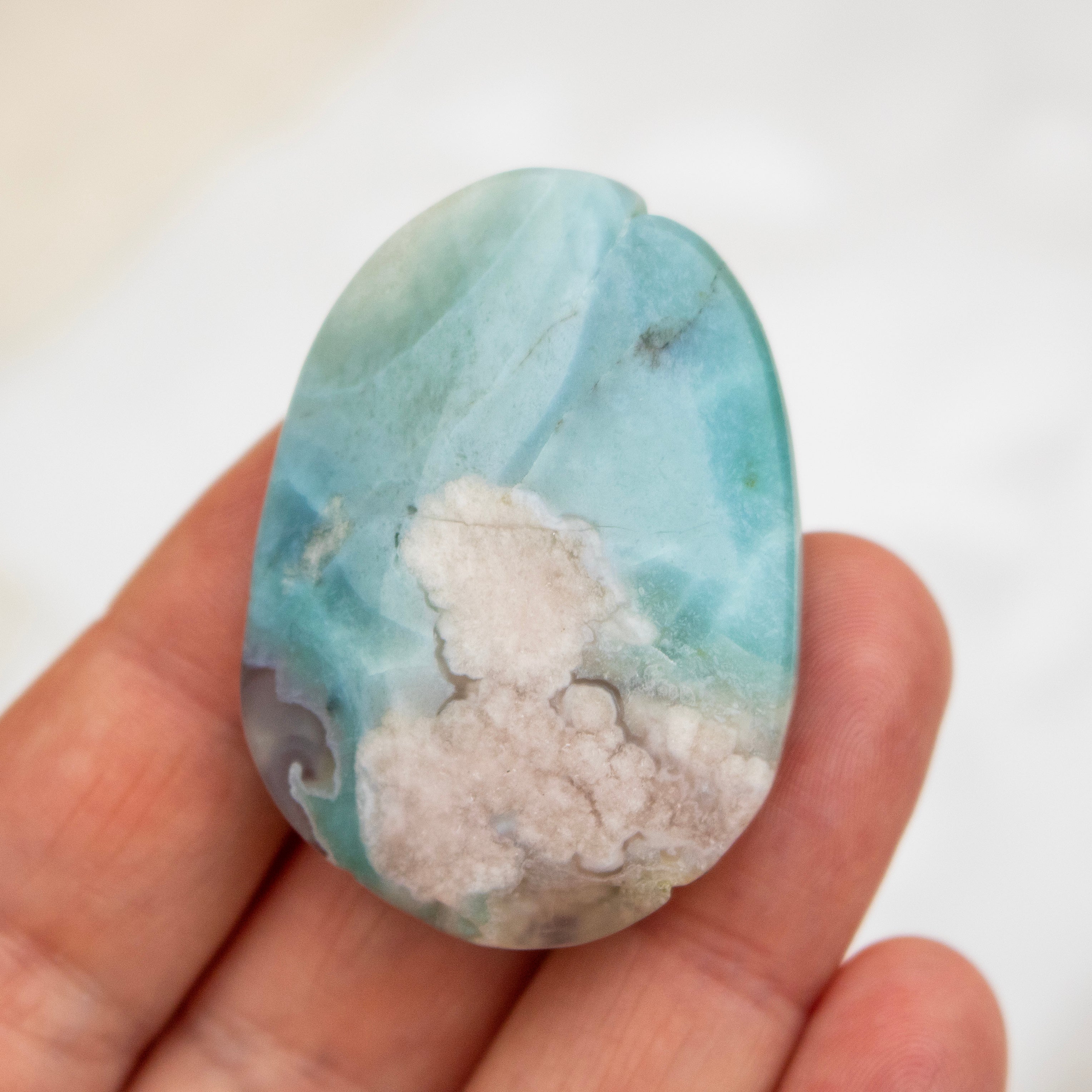 Green Flower Agate Polished Teardrop