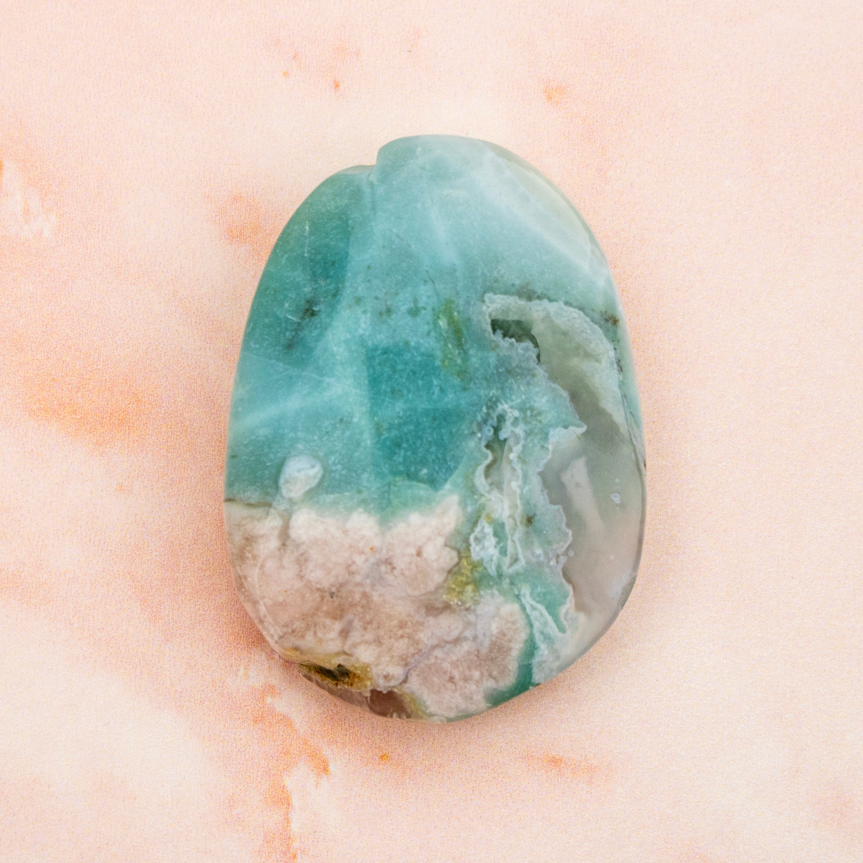 Green Flower Agate Polished Teardrop