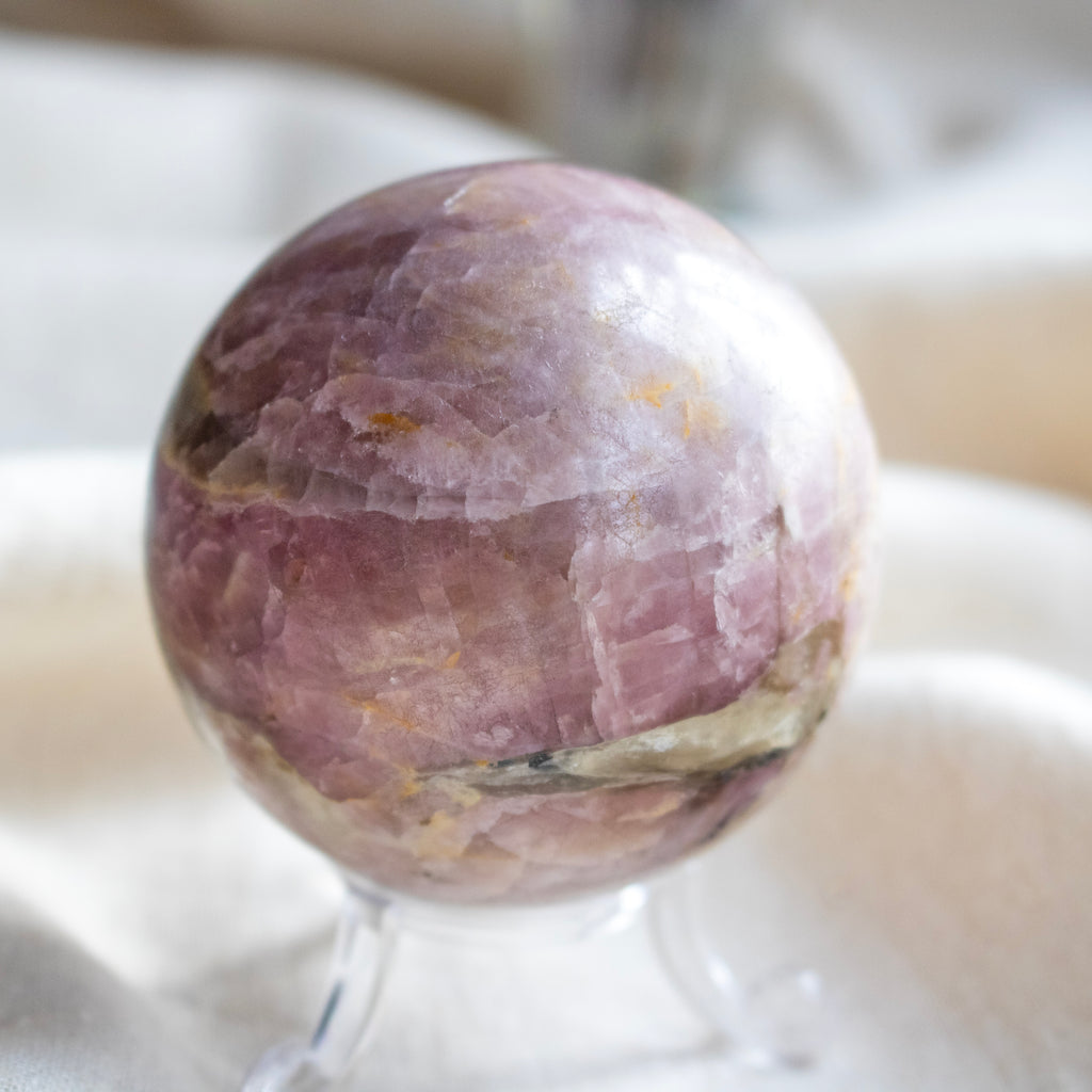 Pink Tourmaline in Quartz Sphere