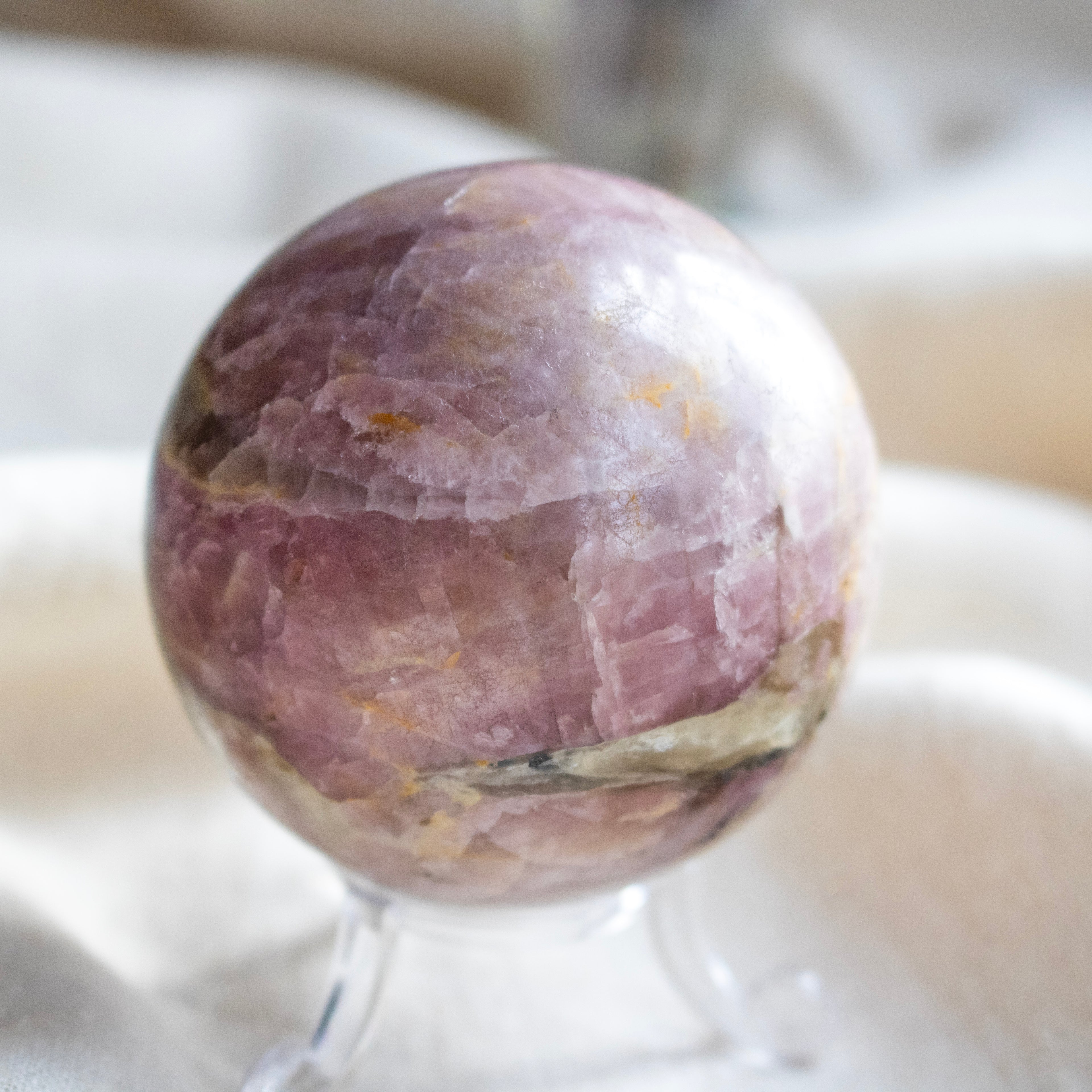 Pink Tourmaline in Quartz Sphere