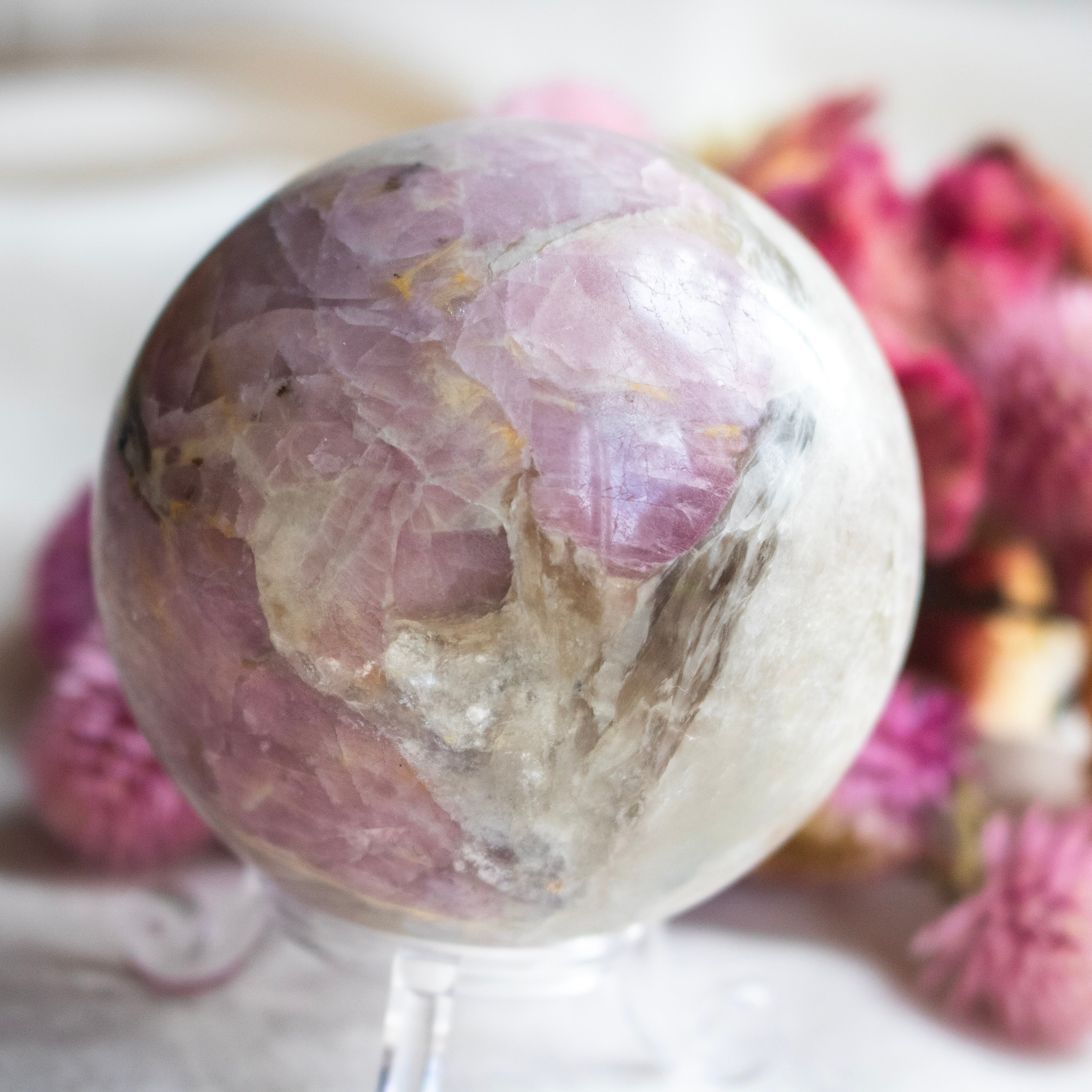 Pink Tourmaline in Quartz Sphere