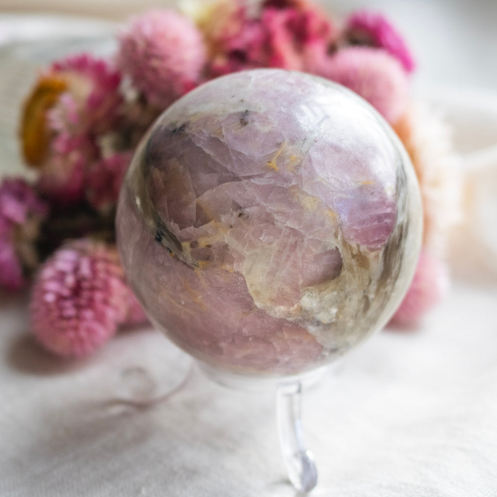 Pink Tourmaline in Quartz Sphere