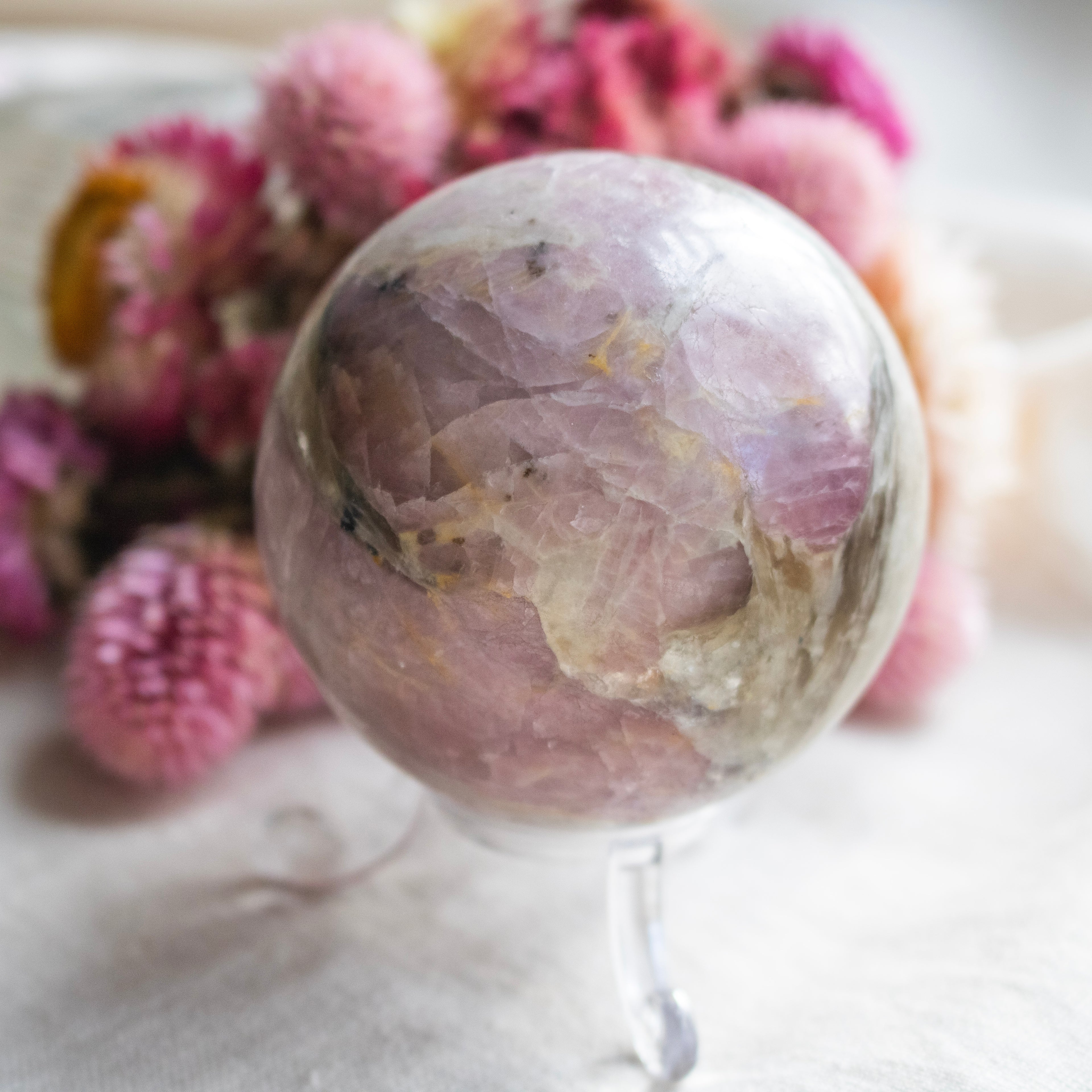 Pink Tourmaline in Quartz Sphere