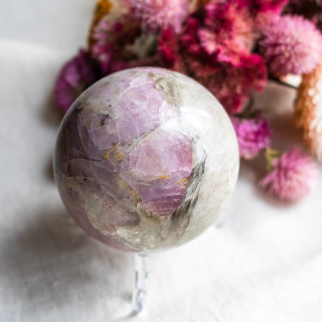 Pink Tourmaline in Quartz Sphere
