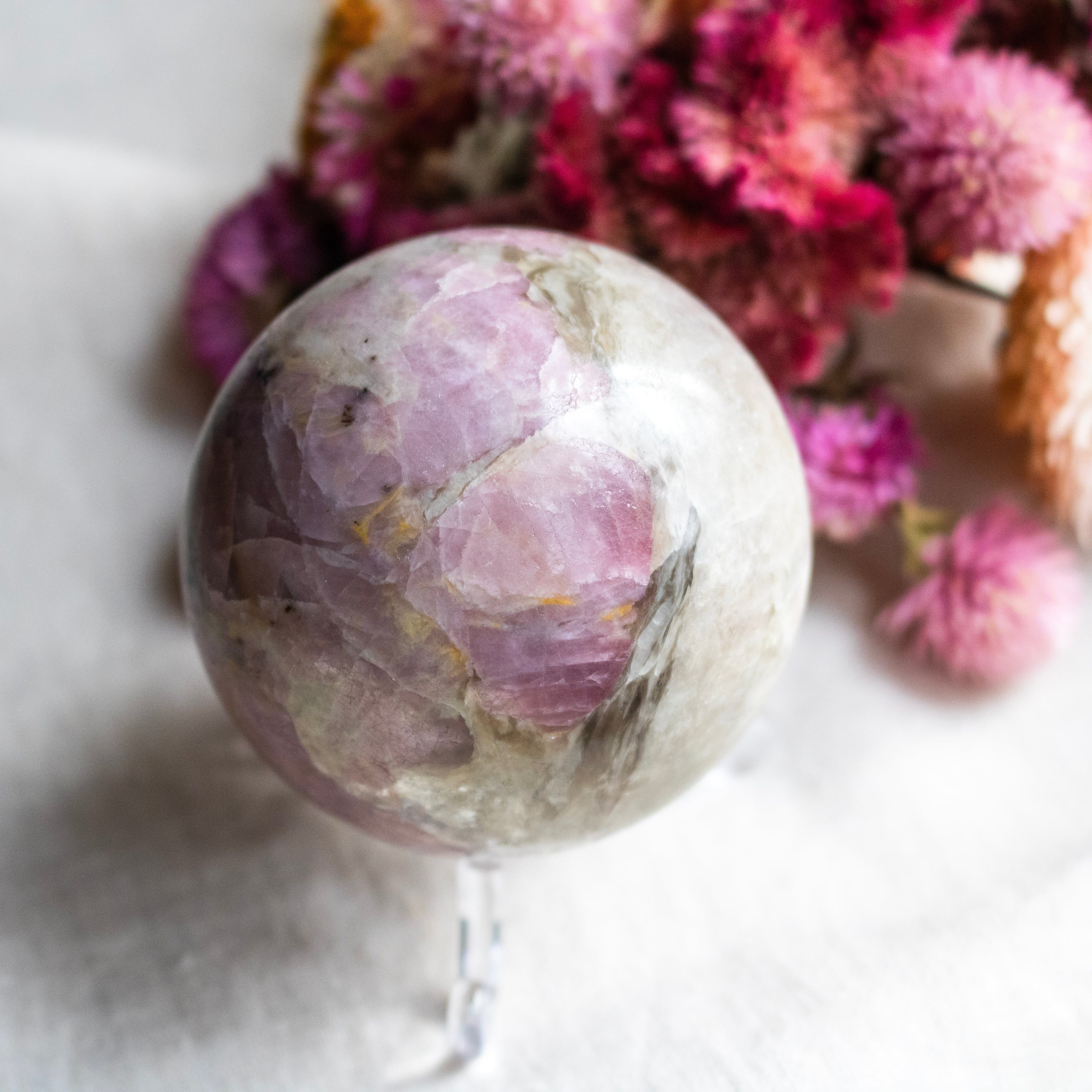 Pink Tourmaline in Quartz Sphere