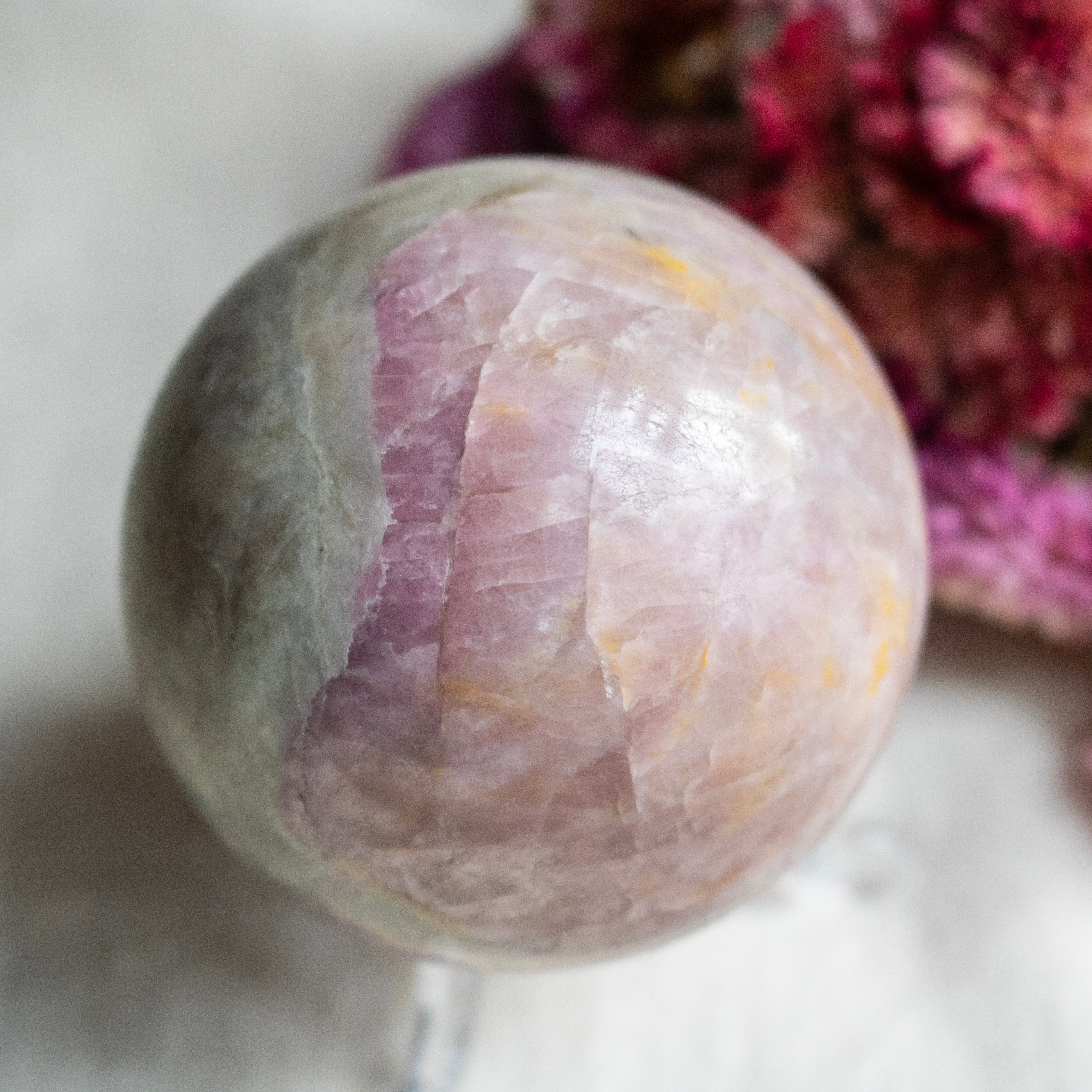 Pink Tourmaline in Quartz Sphere