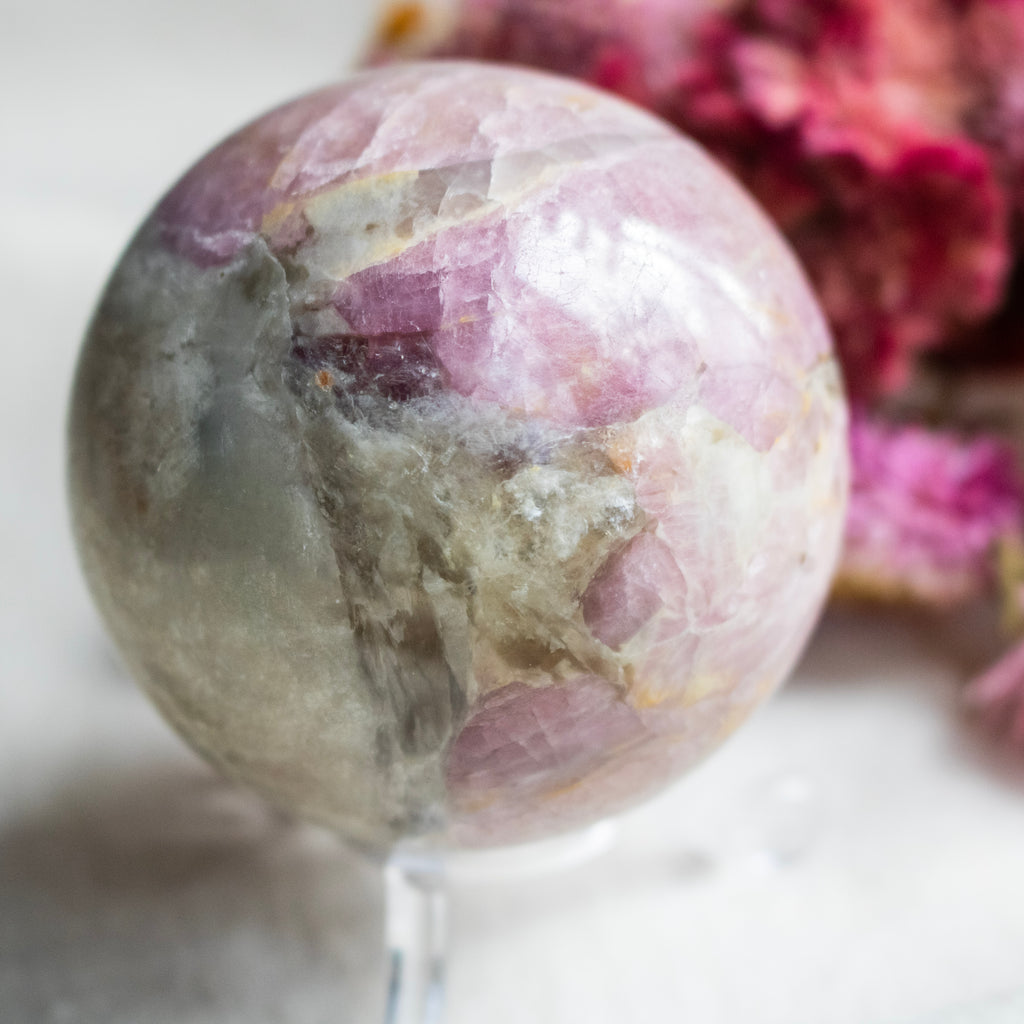 Pink Tourmaline in Quartz Sphere