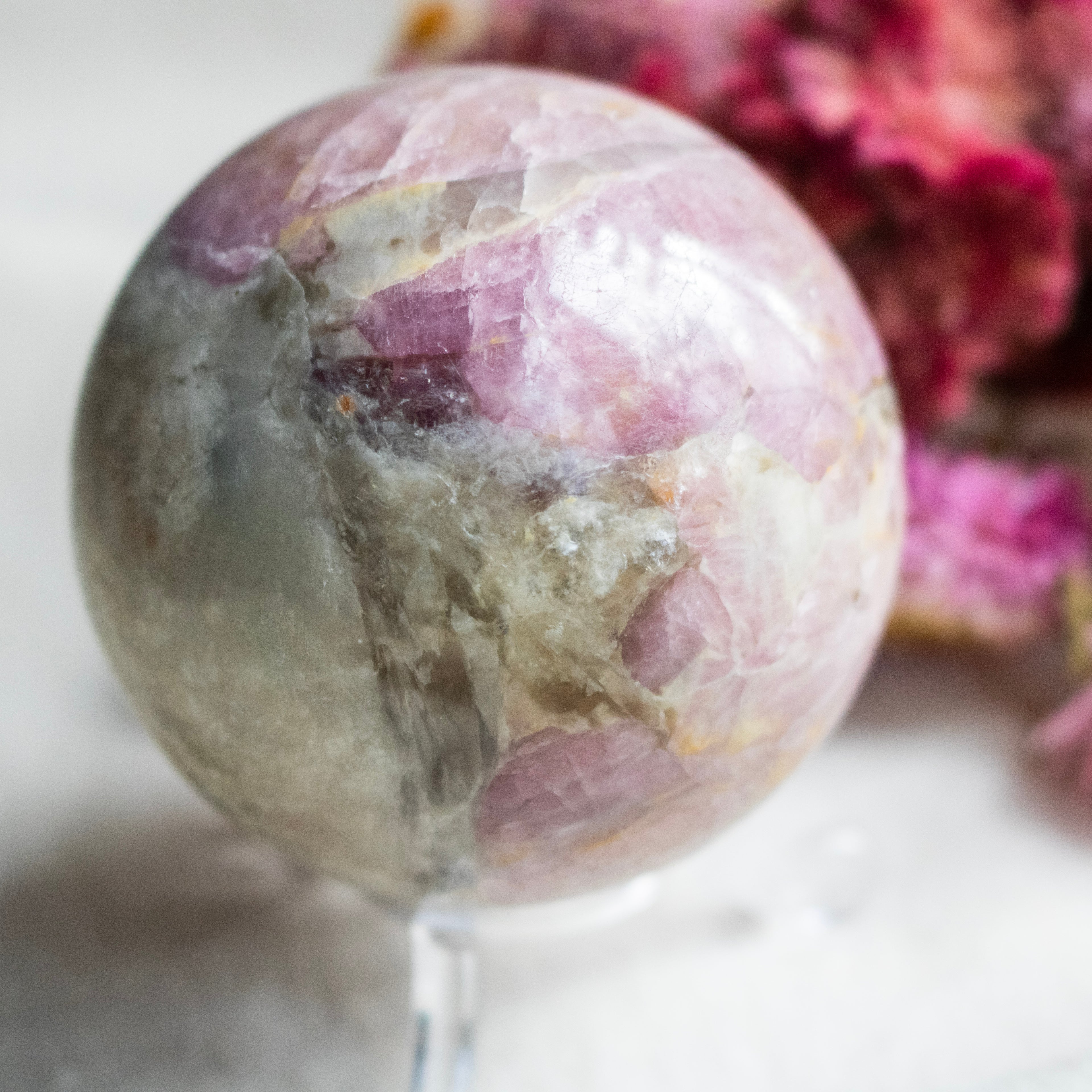 Pink Tourmaline in Quartz Sphere