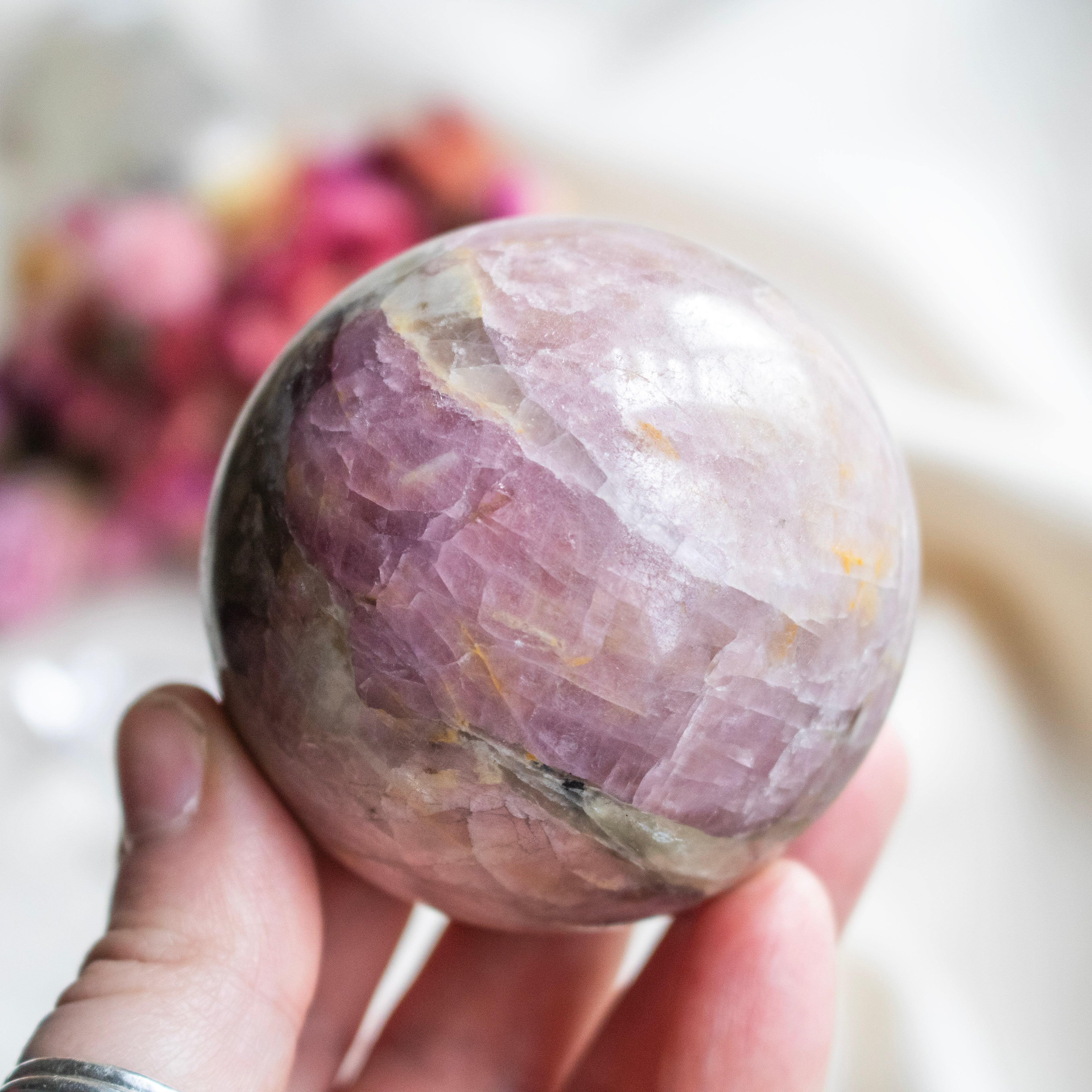 Pink Tourmaline in Quartz Sphere