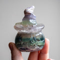 Rainbow Fluorite Hollow Pumpkin Witch Carving