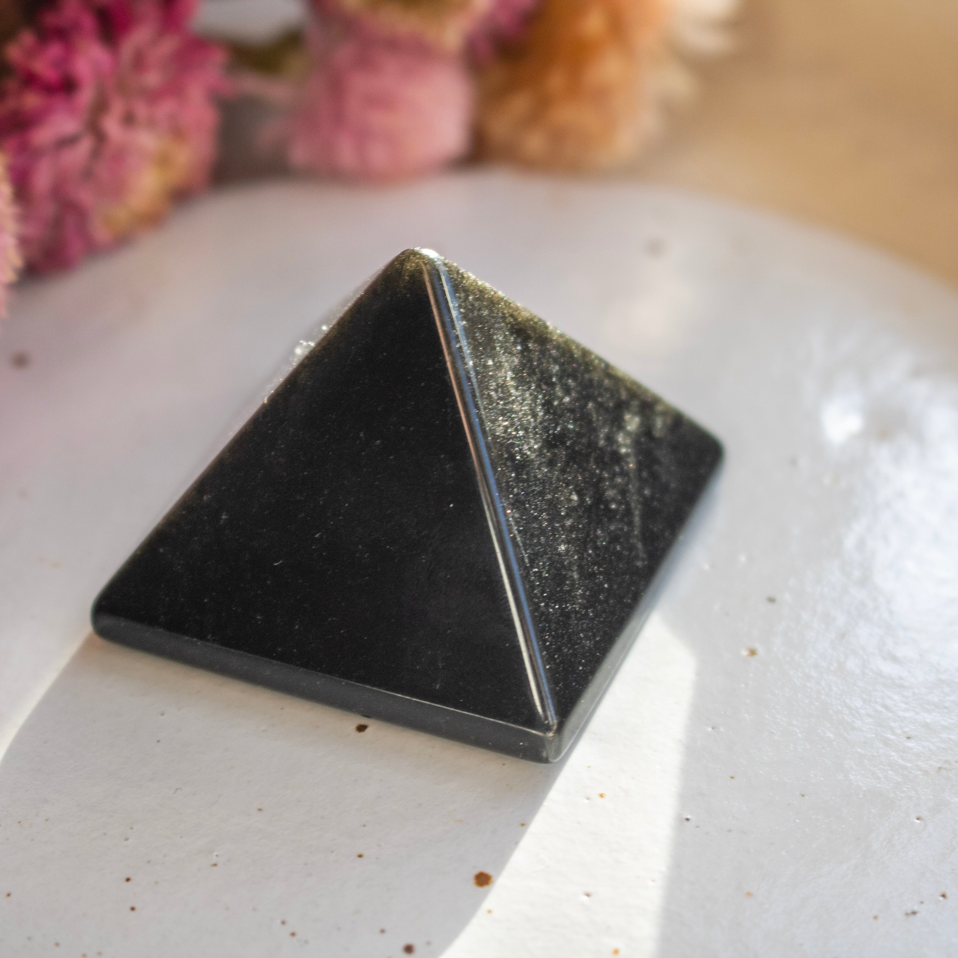 Gold Sheen Obsidian Pyramid