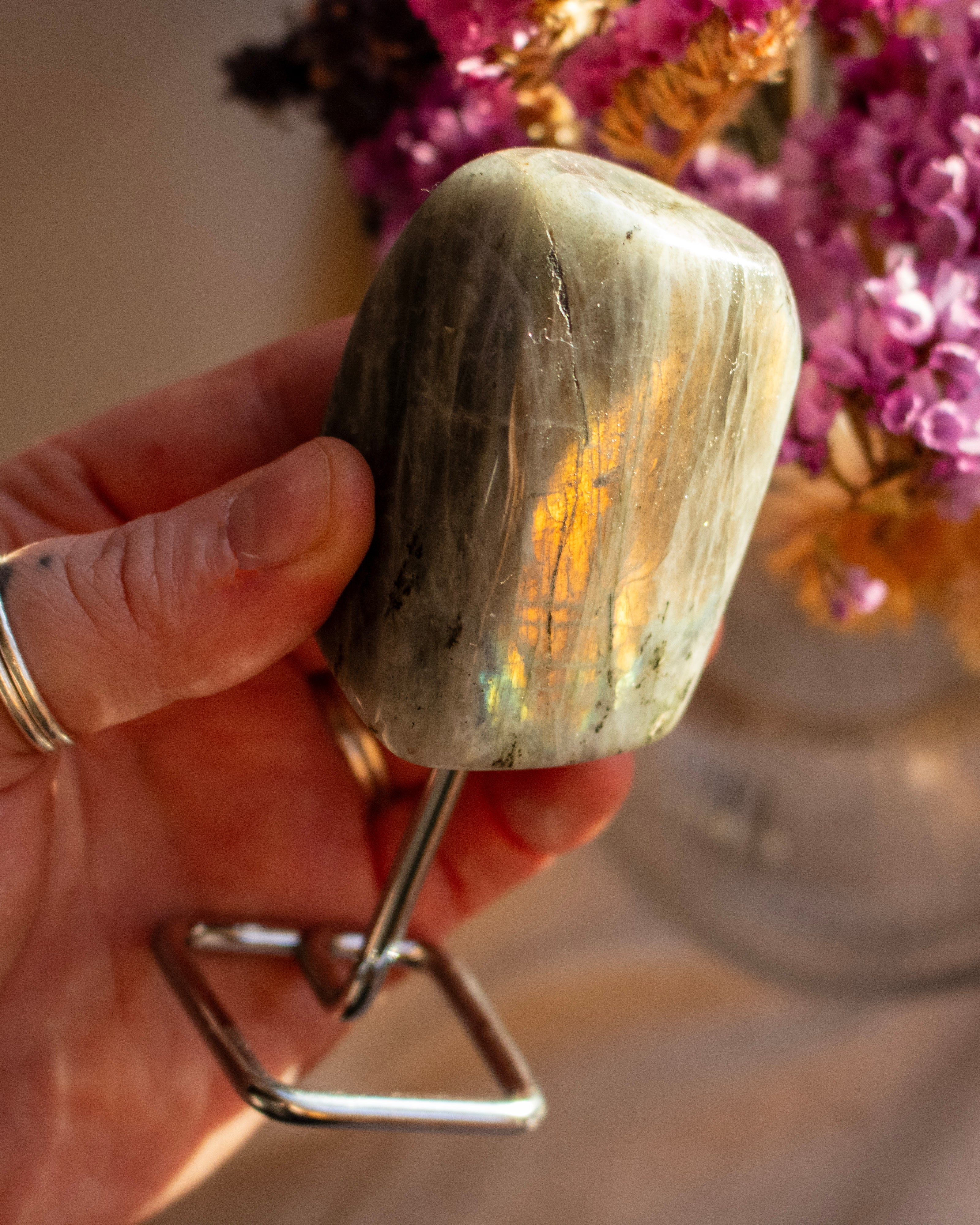 Polished Labradorite on Metal Stand