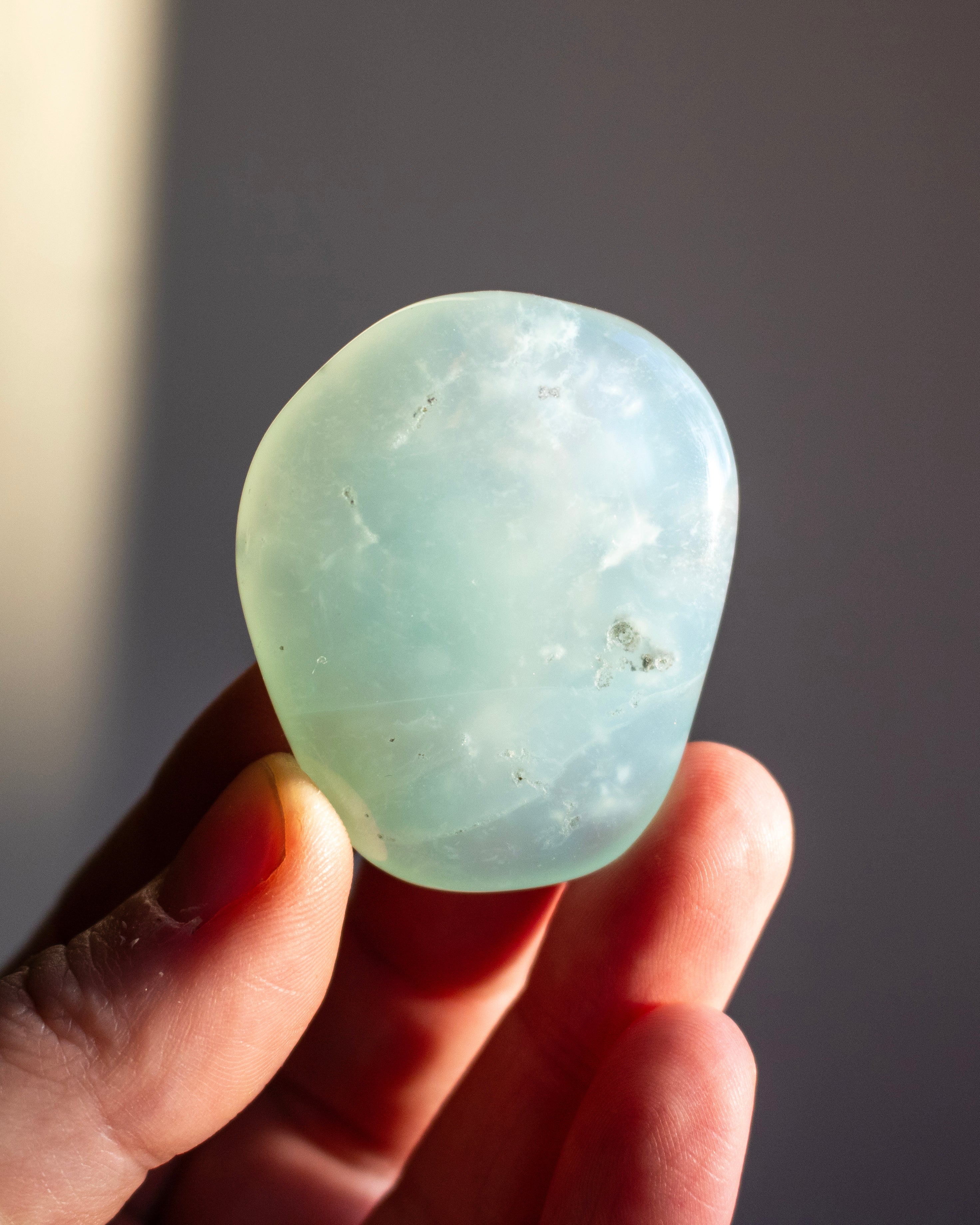 Peruvian Blue Opal Flat Palmstone 'A Grade'
