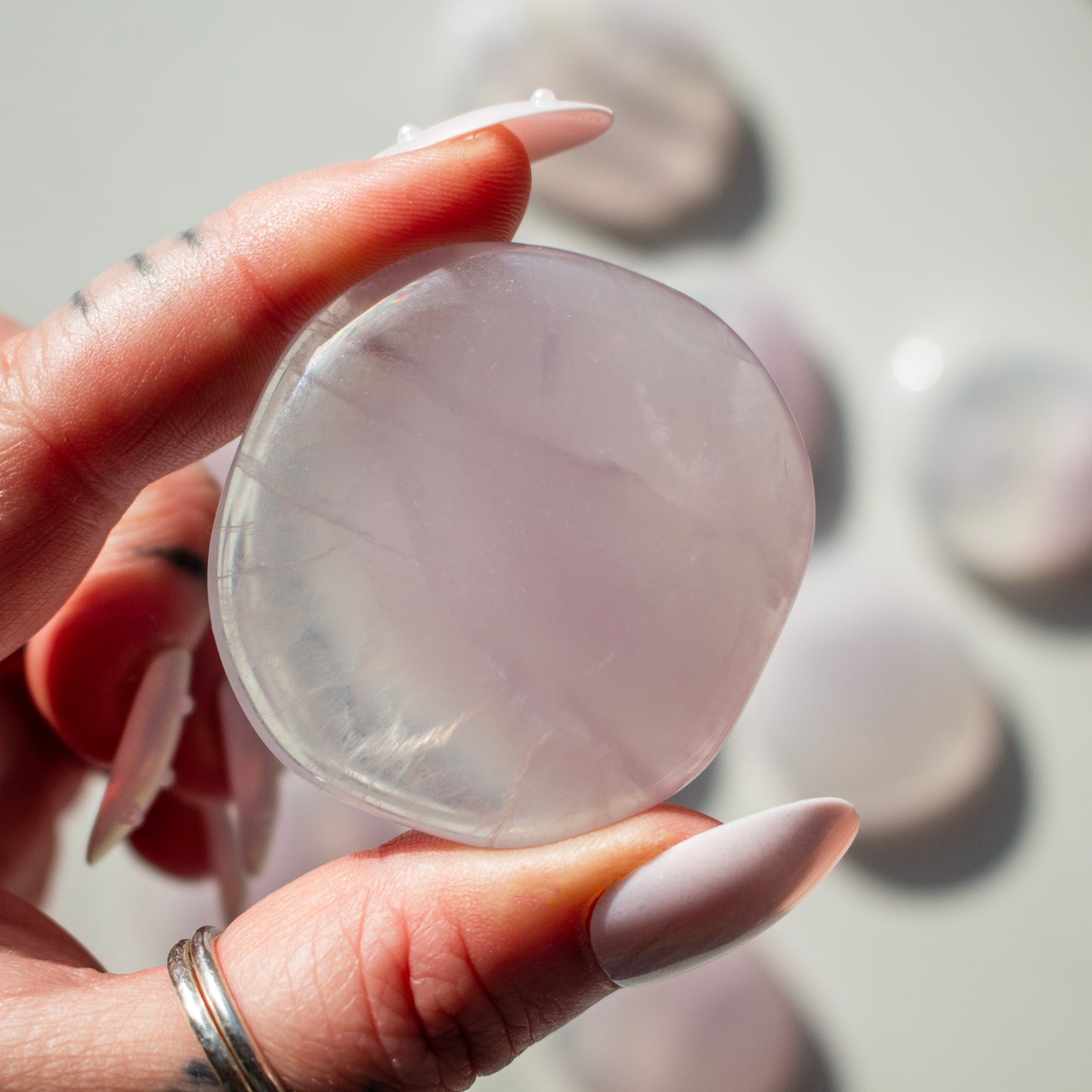 Pastel Purple Fluorite Crystal Flat Palmstone