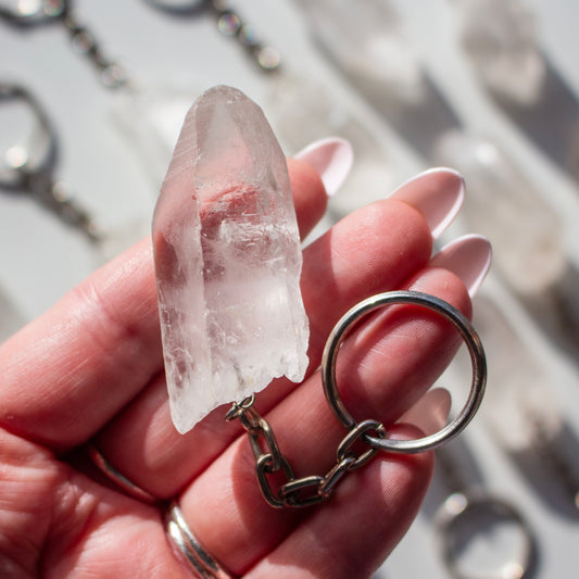 Natural Clear Quartz Point Keyring, Brazil