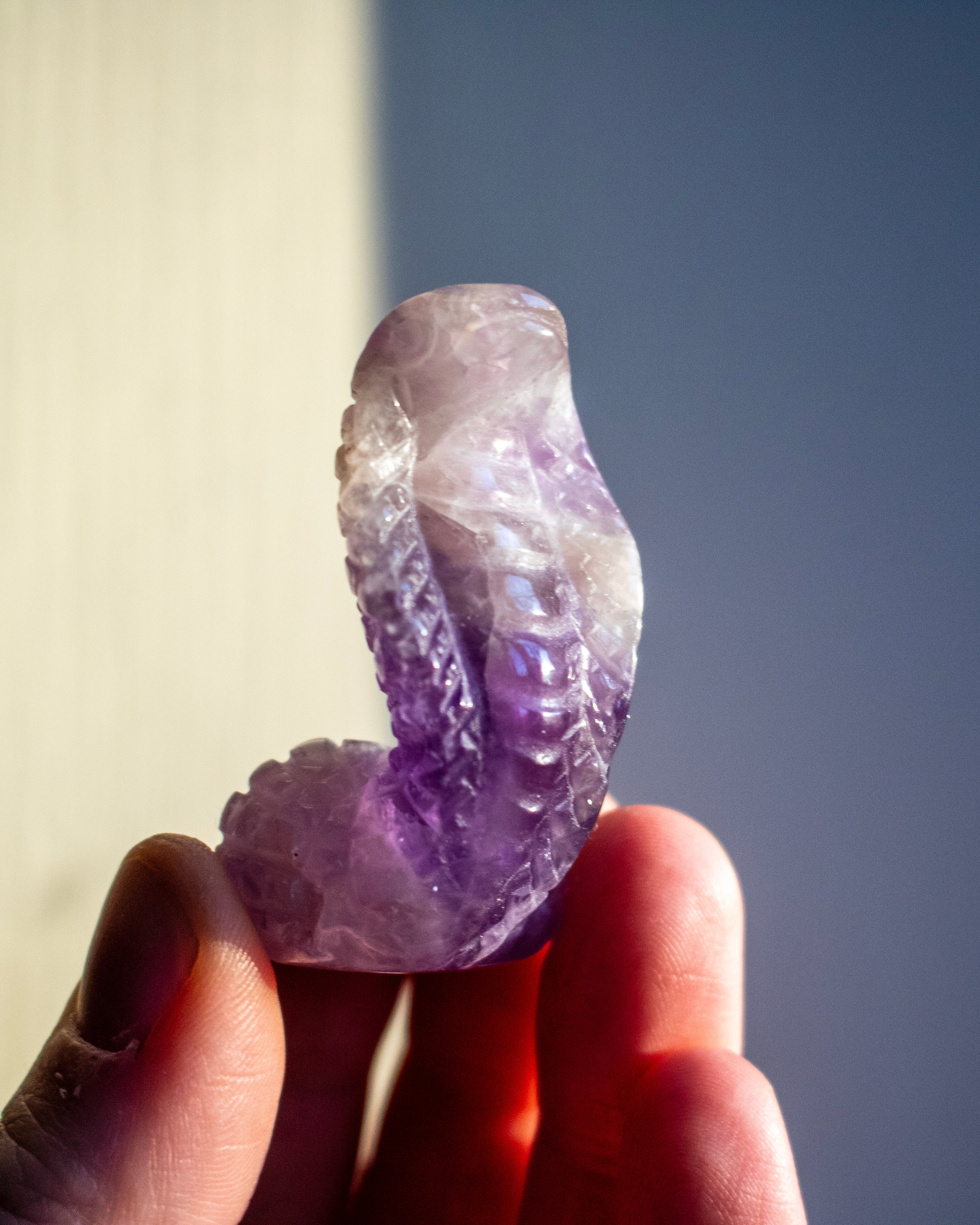 Amethyst Crystal Snake Carving