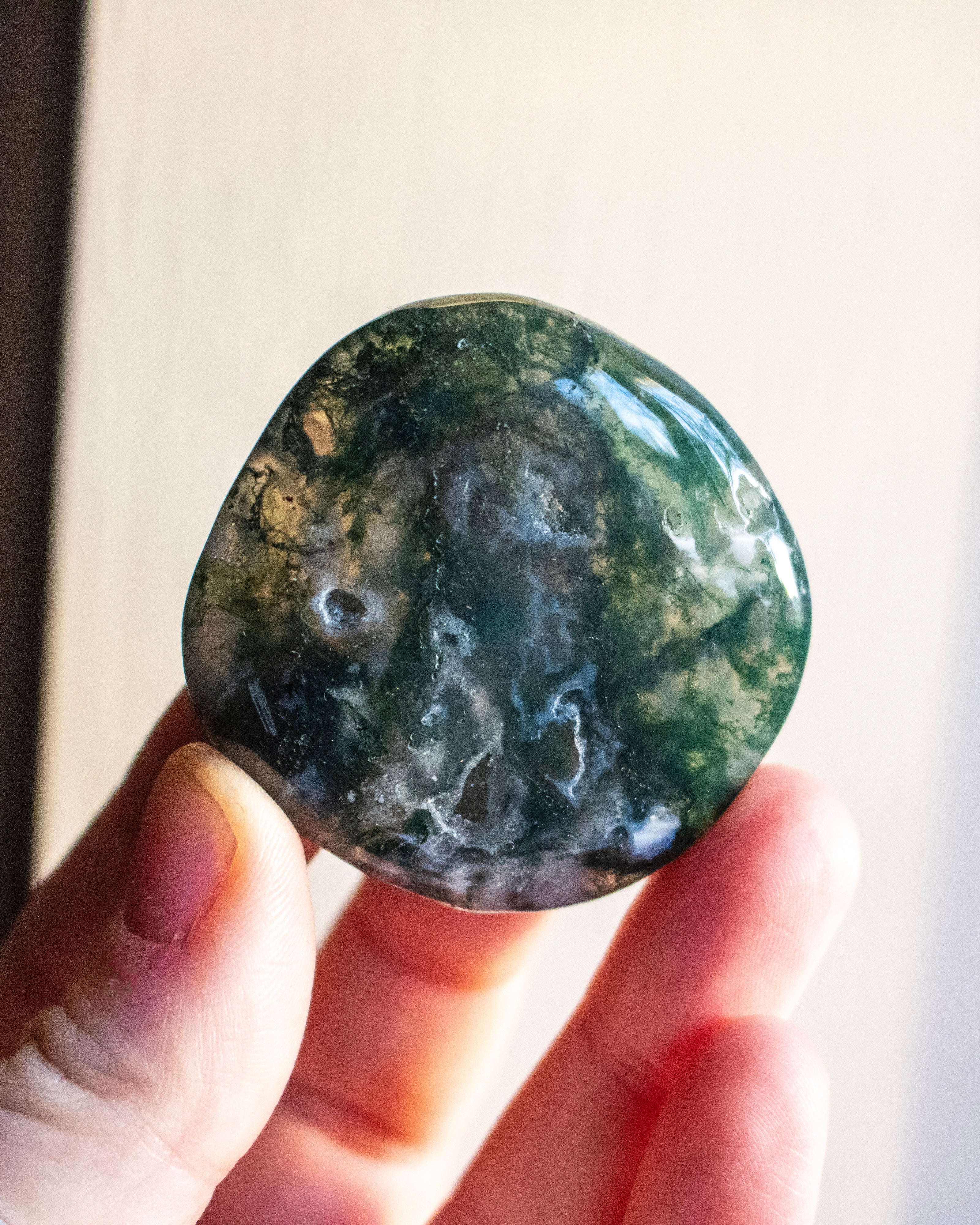 Moss Agate Flat Palmstone