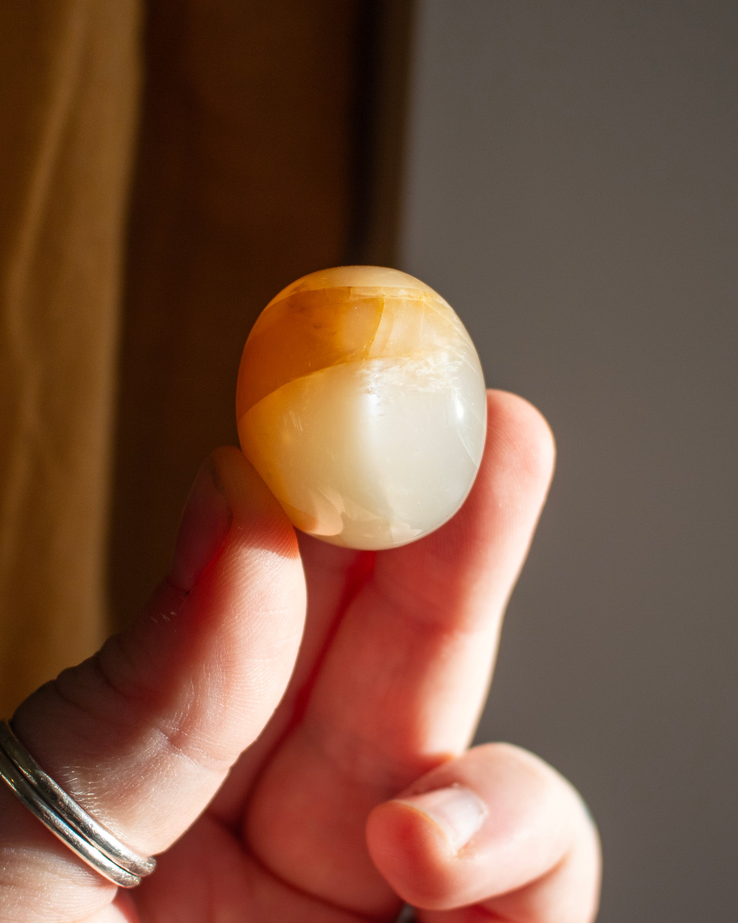 Moonstone Tumblestone with Silver Flash