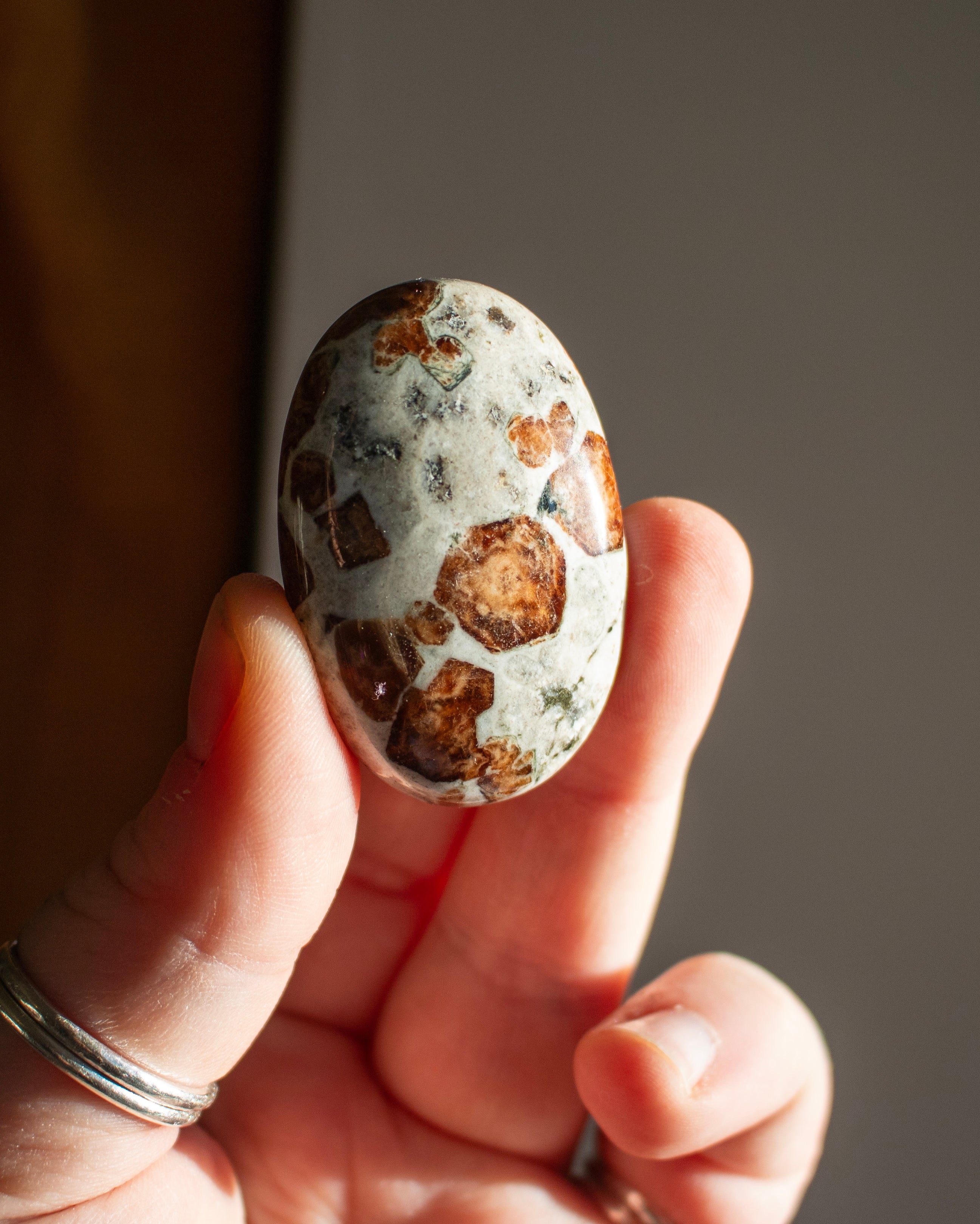 Spessartine Garnet in Limestone Palmstone