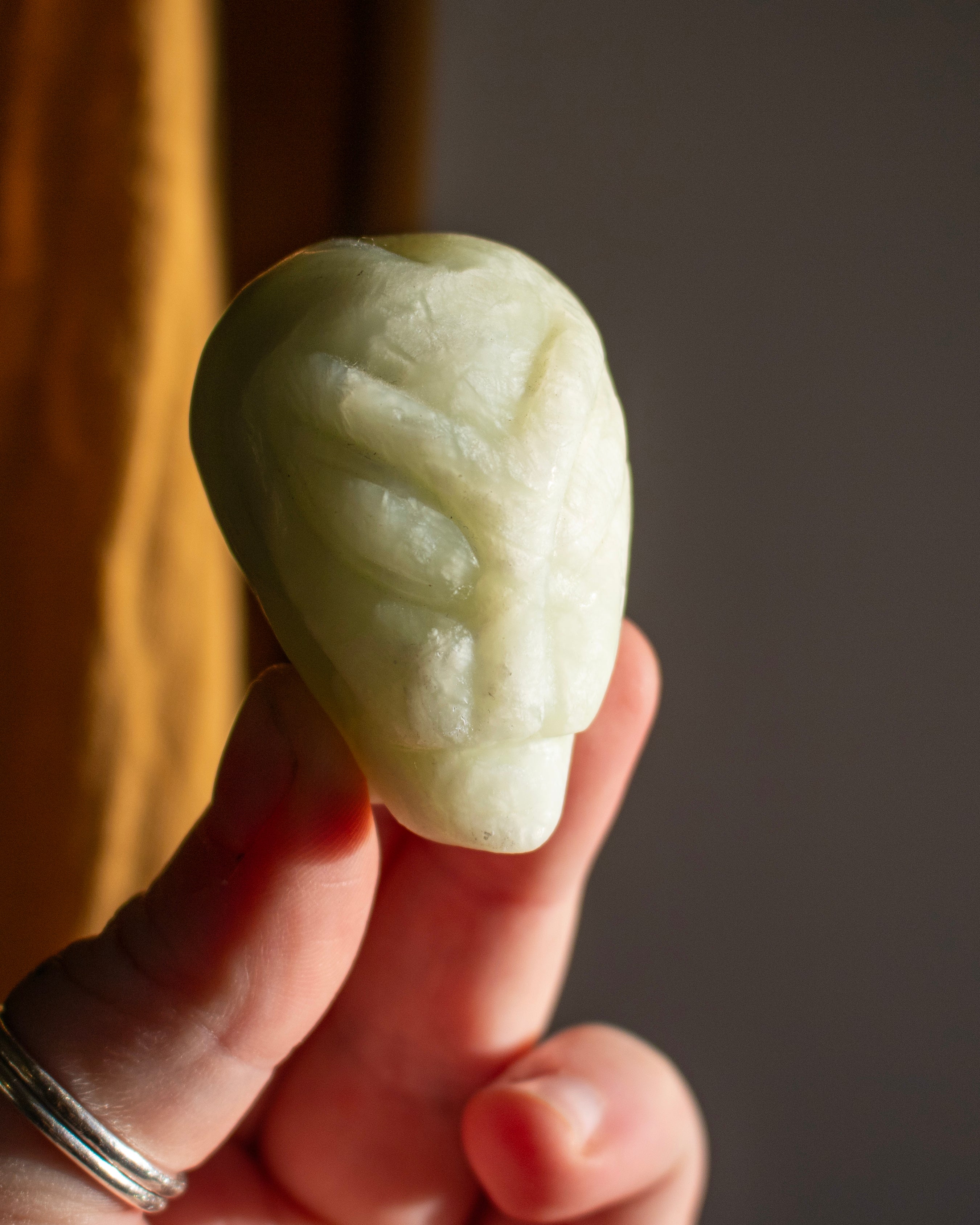 New Jade Crystal Alien Head Carving