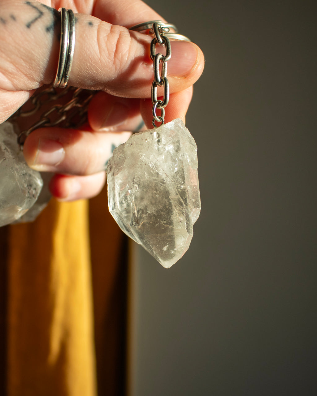 Clear Quartz Point Keyring