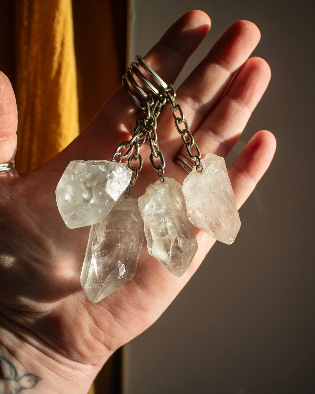 Clear Quartz Point Keyring