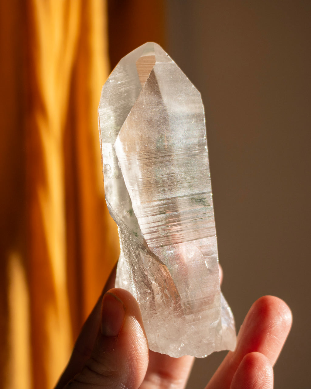 Clear Lemurian Quartz Point With Green Chlorite