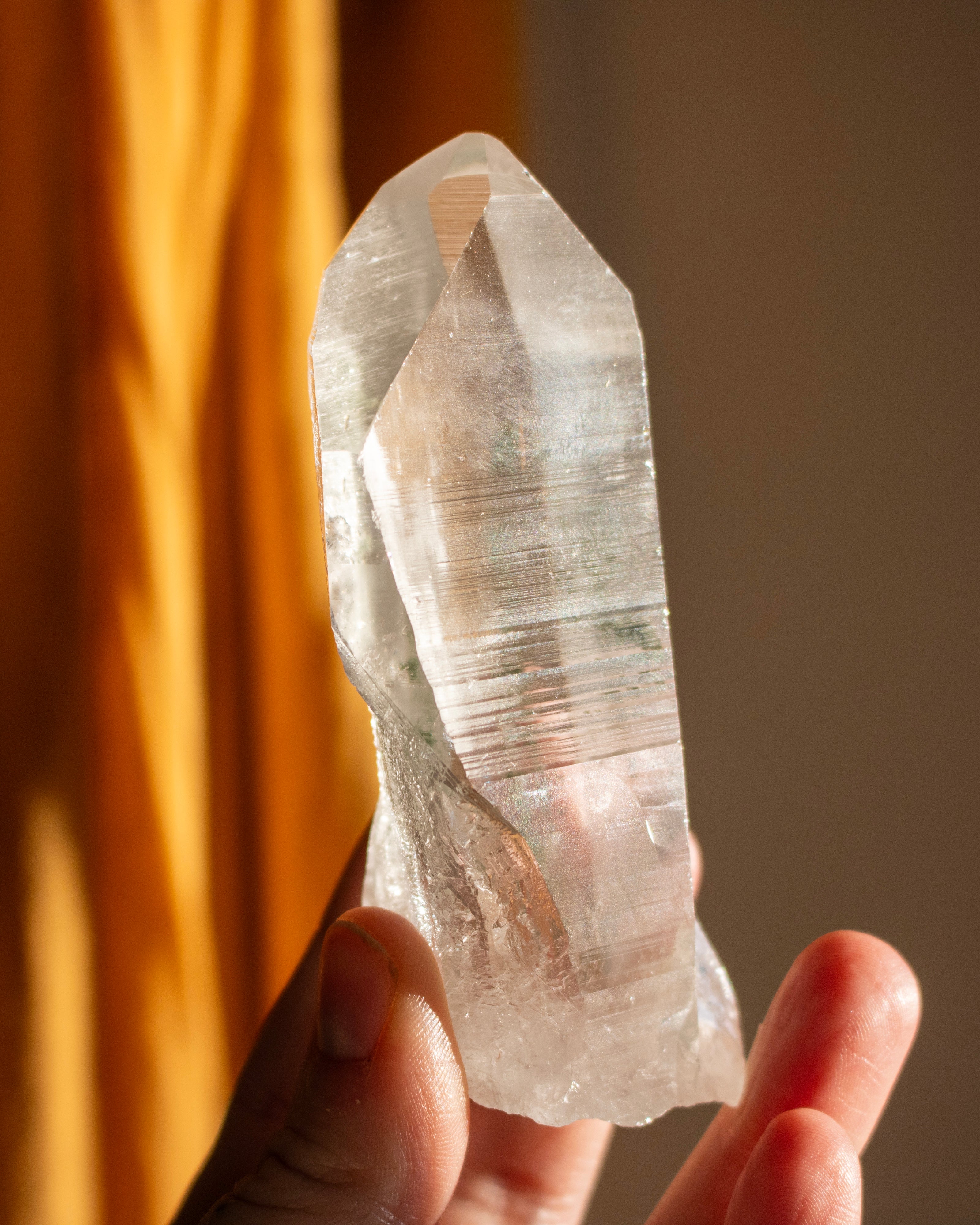 Clear Lemurian Quartz Point With Green Chlorite