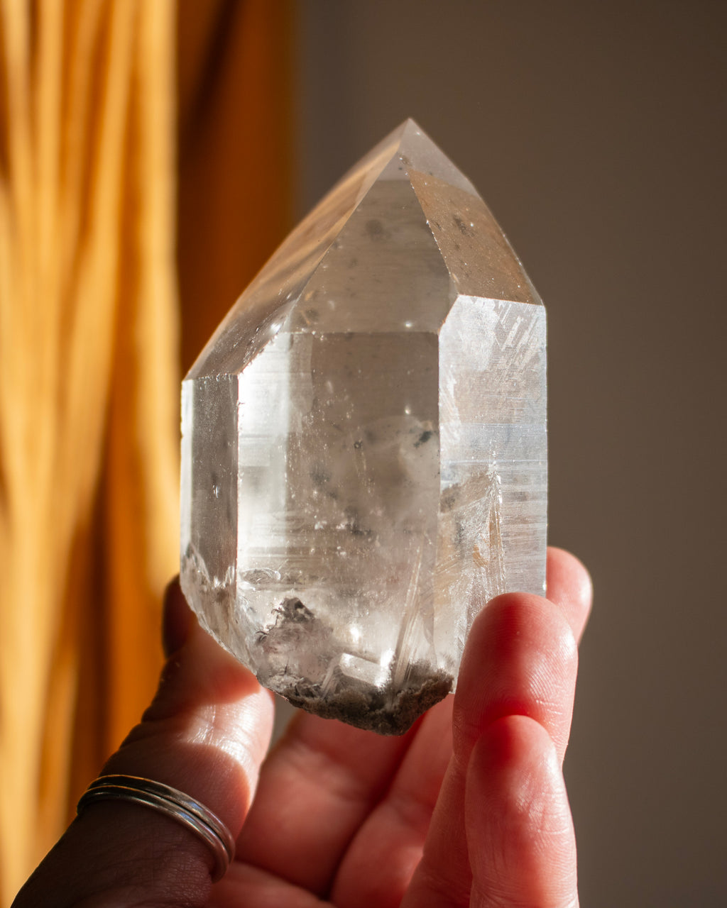 Clear Lemurian Quartz Point With Green Chlorite