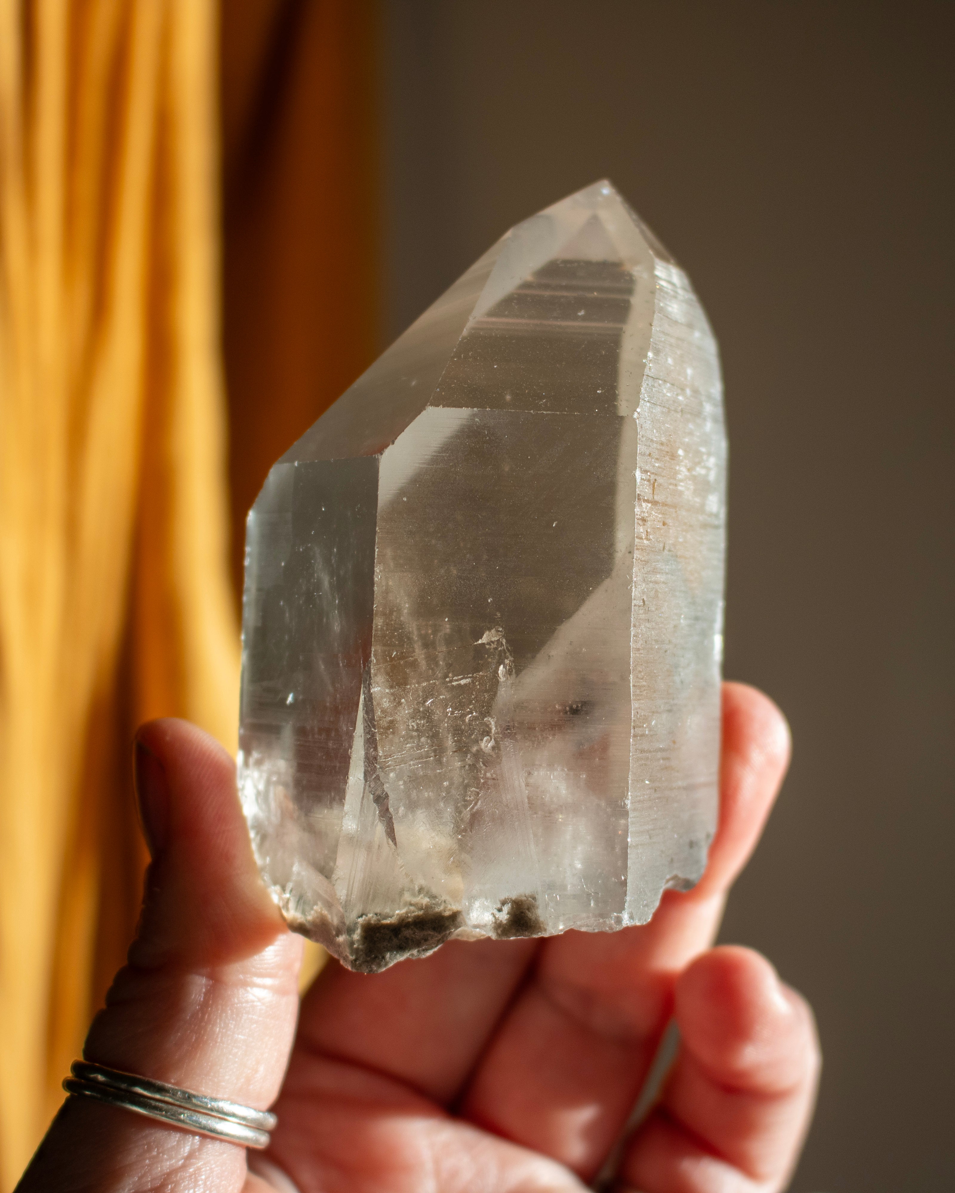 Clear Lemurian Quartz Point With Green Chlorite