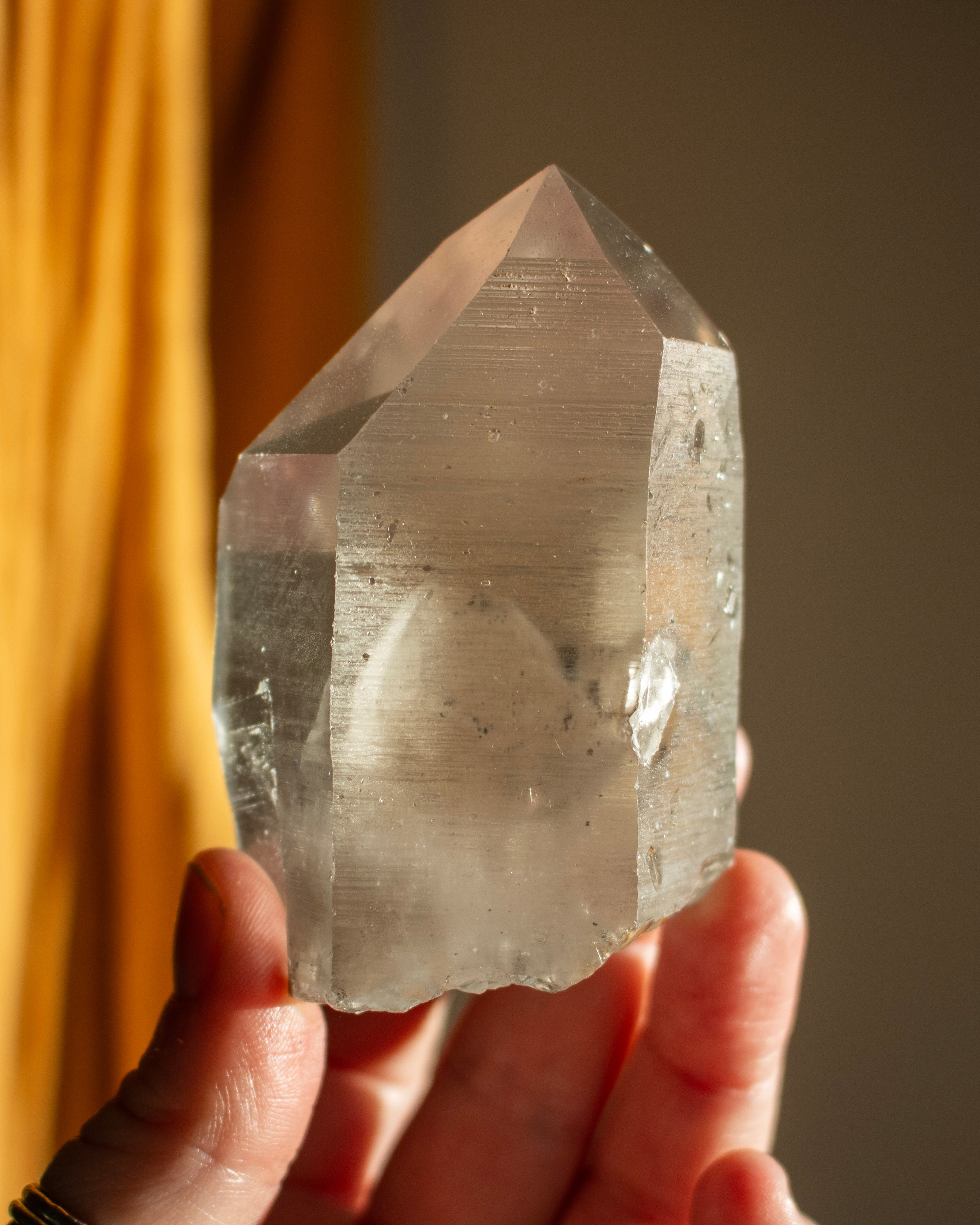 Clear Lemurian Quartz Point With Green Chlorite