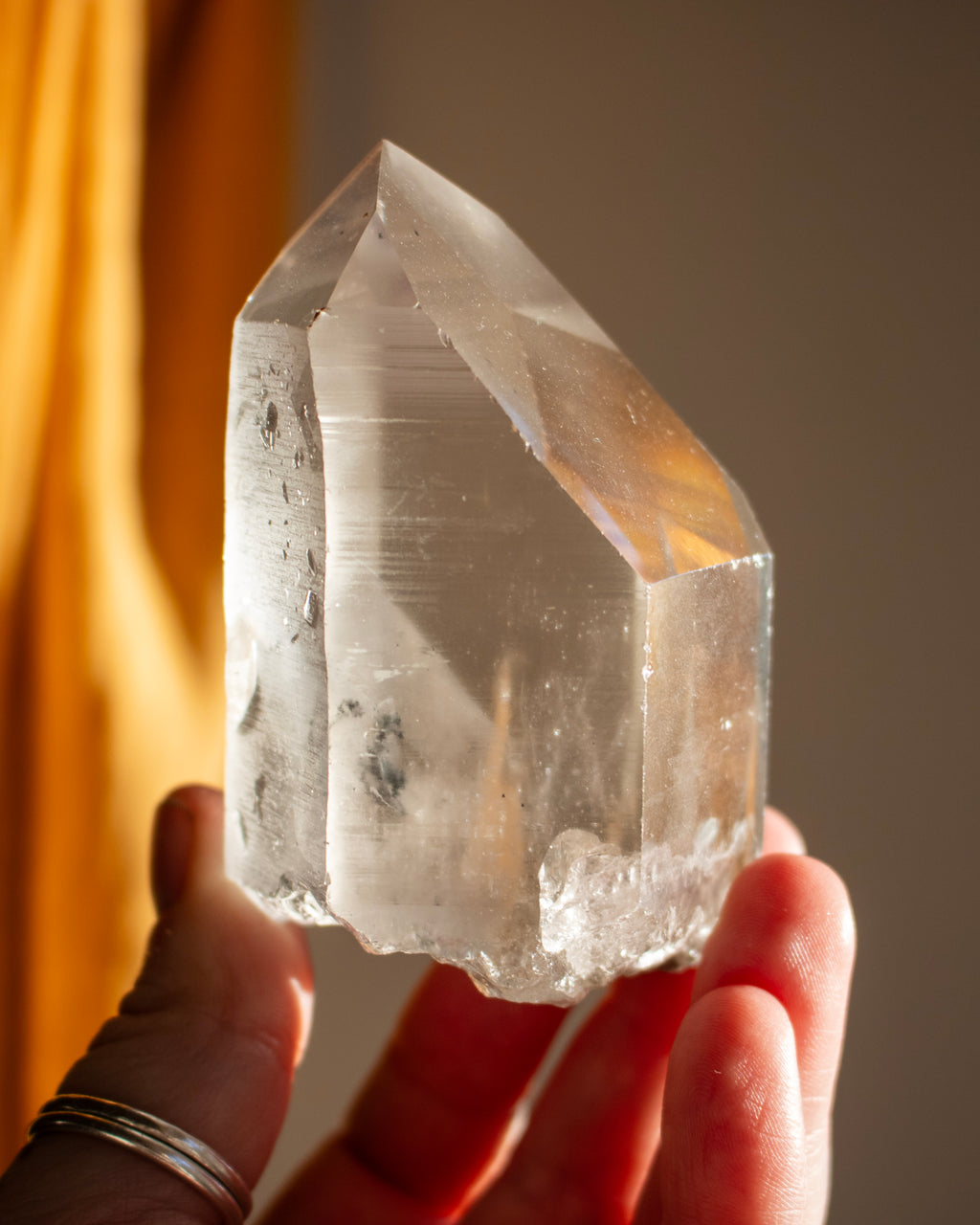 Clear Lemurian Quartz Point With Green Chlorite